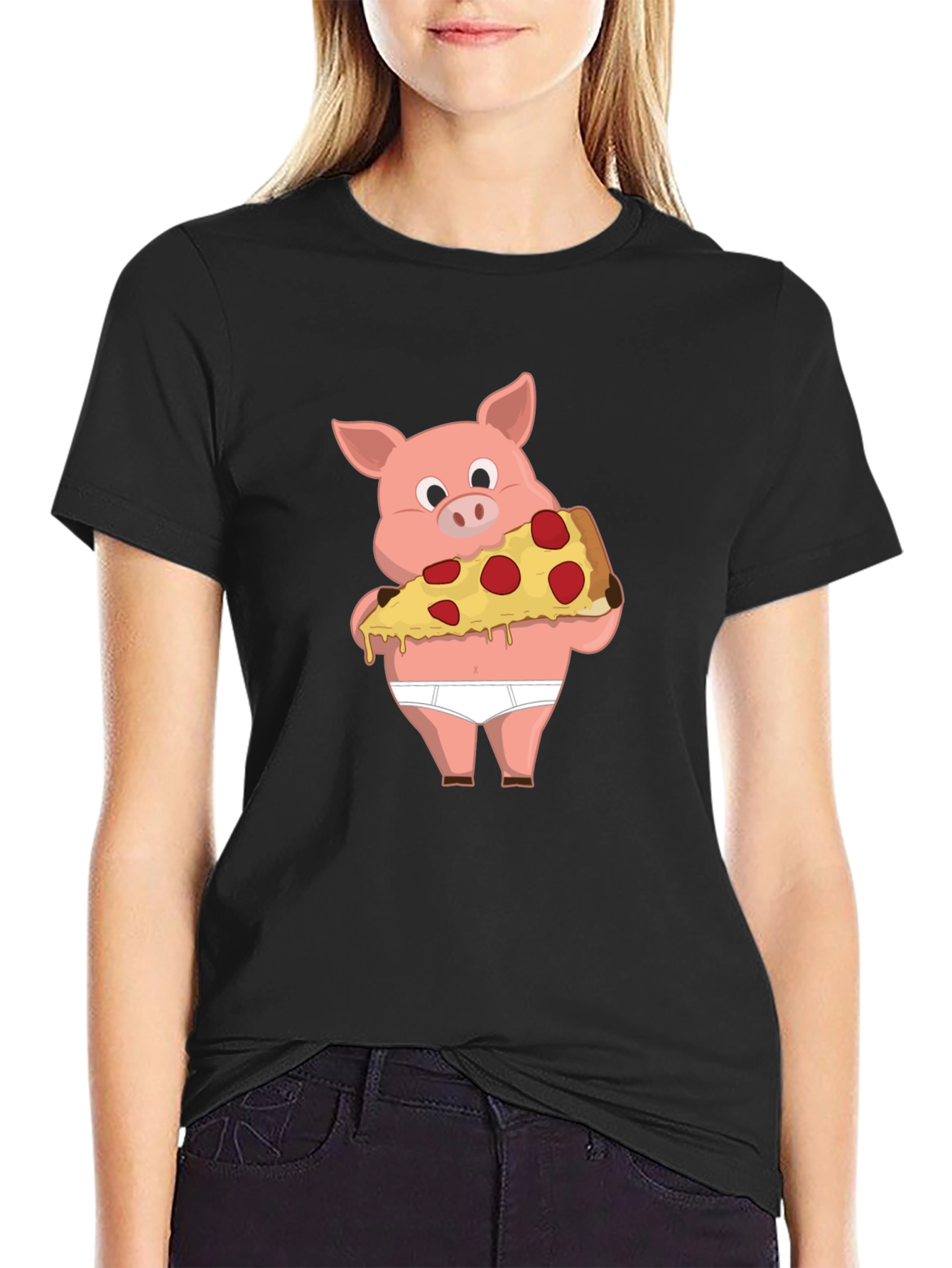 Pig Pizza Funny Graphic T-Shirt