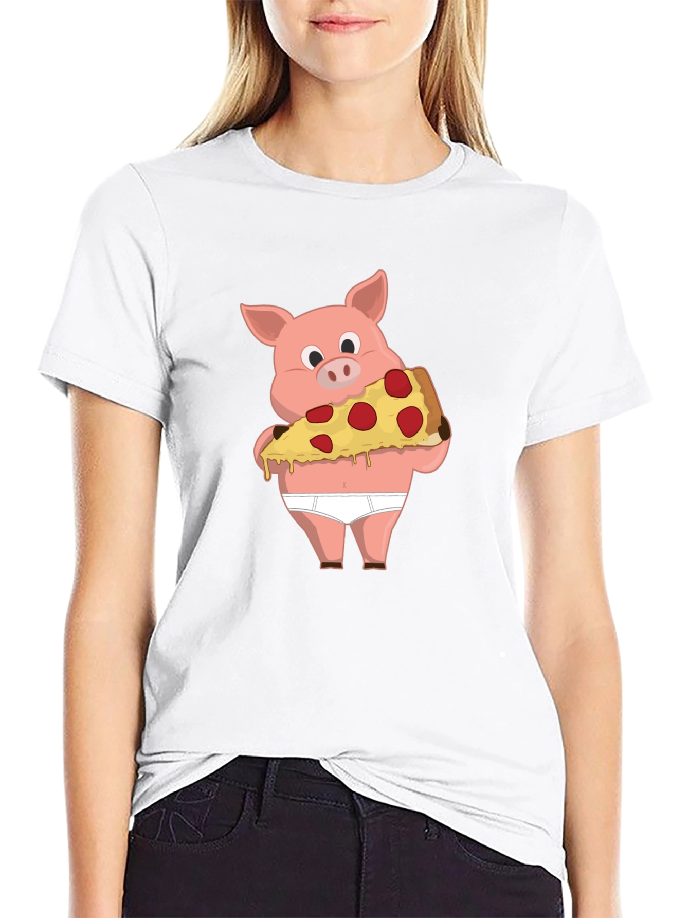 Pig Pizza Funny Graphic T-Shirt