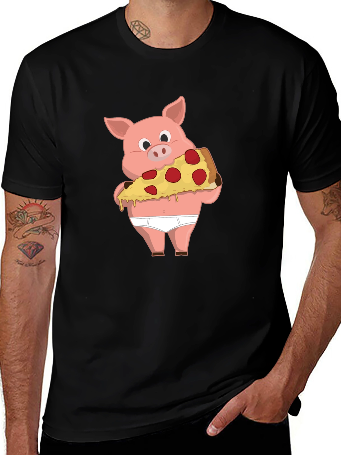 Pig Pizza Funny Graphic T-Shirt