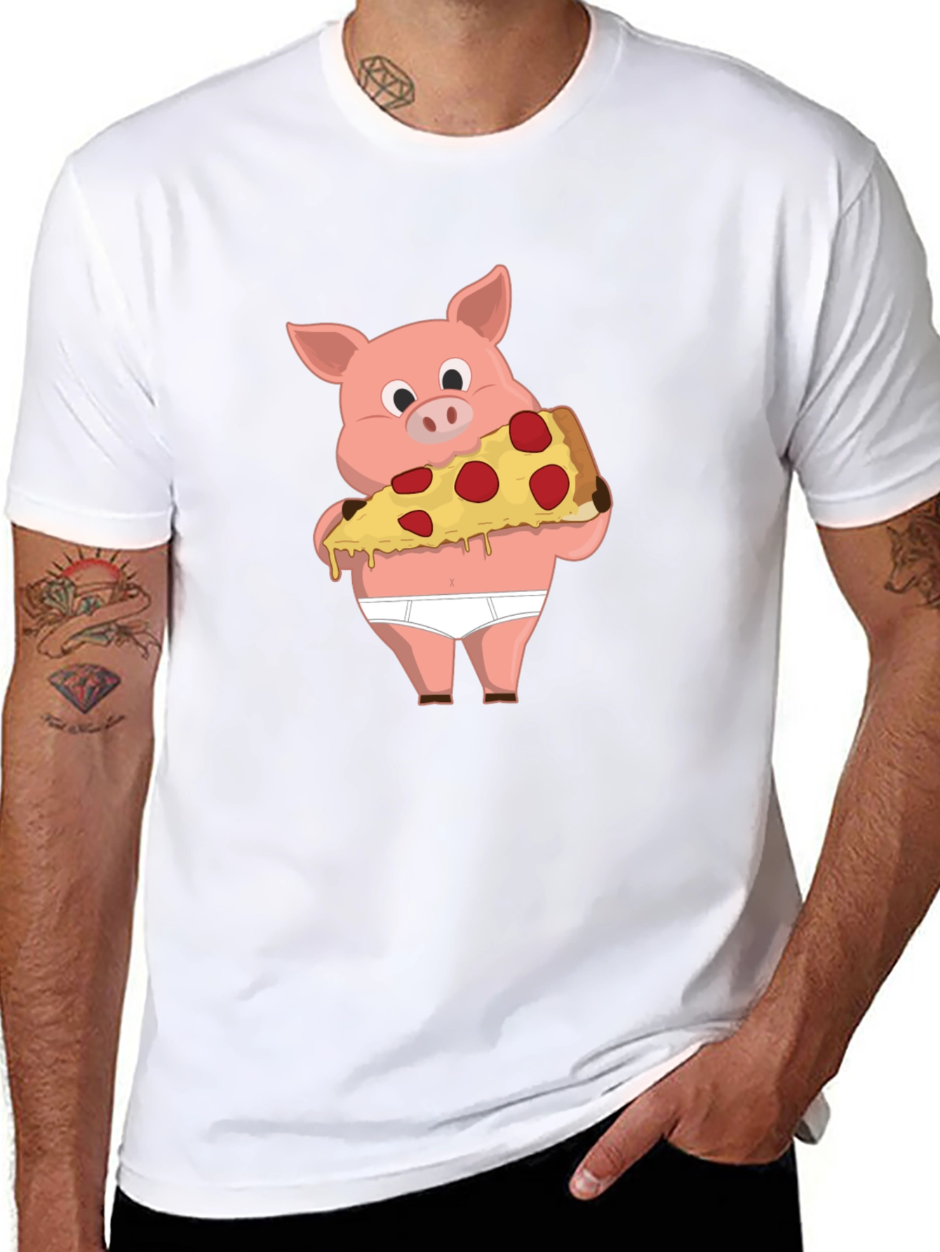 Pig Pizza Funny Graphic T-Shirt