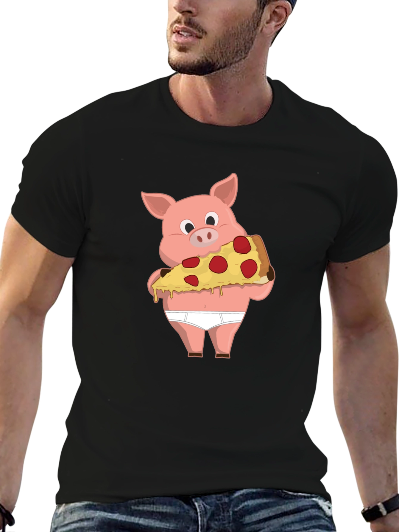 Pig Pizza Funny Graphic T-Shirt