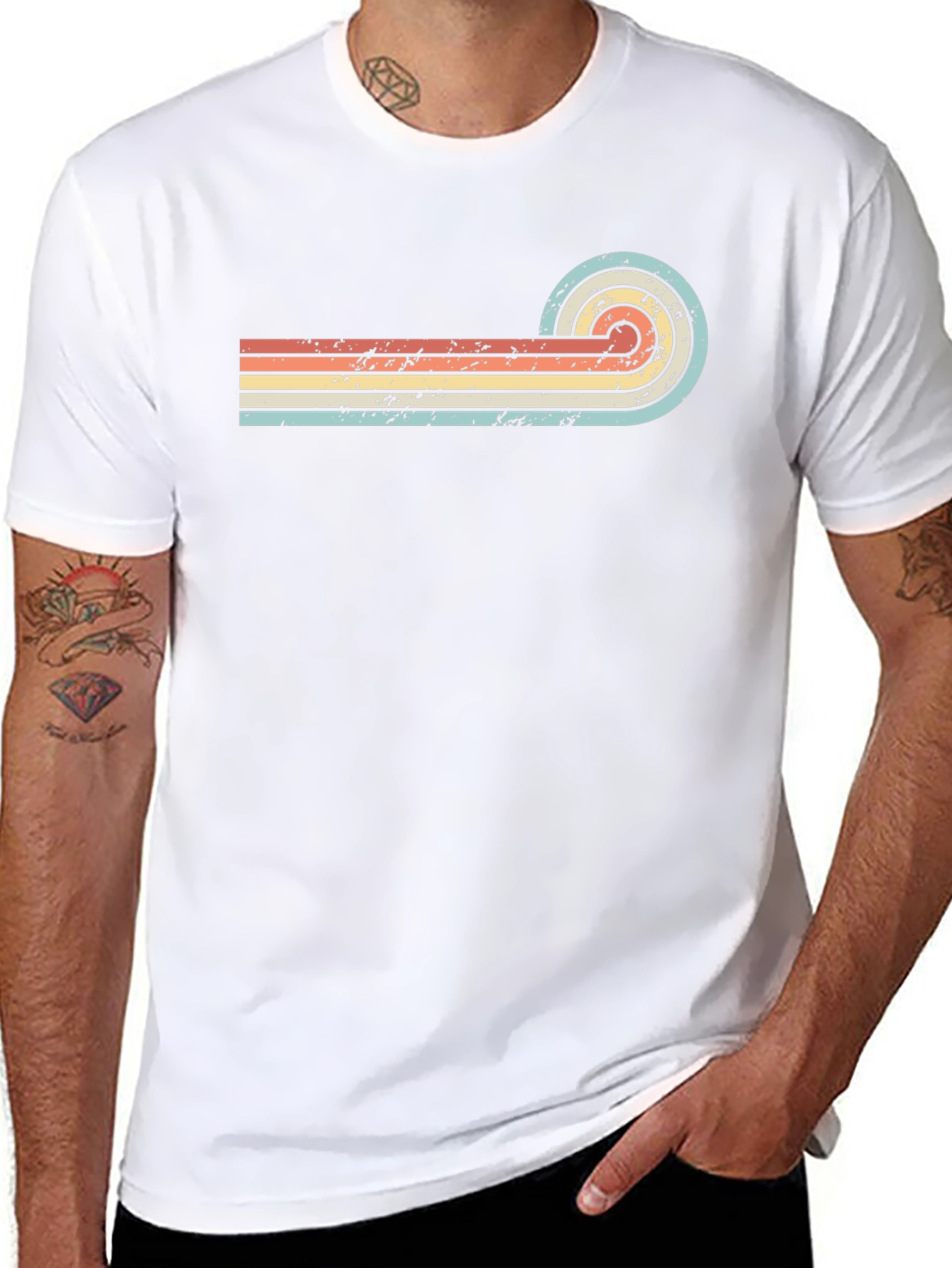 Retro Striped Graphic T-Shirt