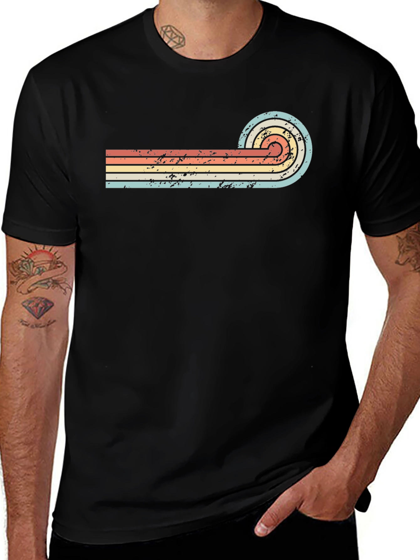 Retro Striped Graphic T-Shirt