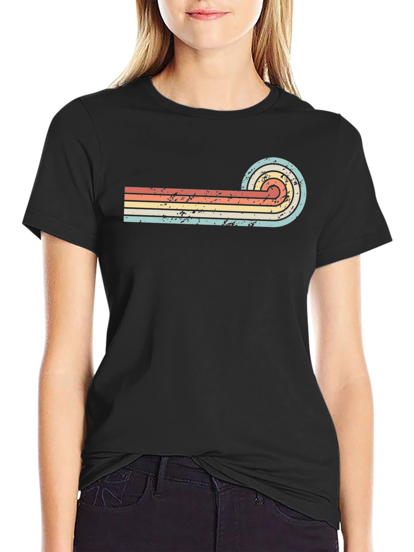 Retro Striped Graphic T-Shirt