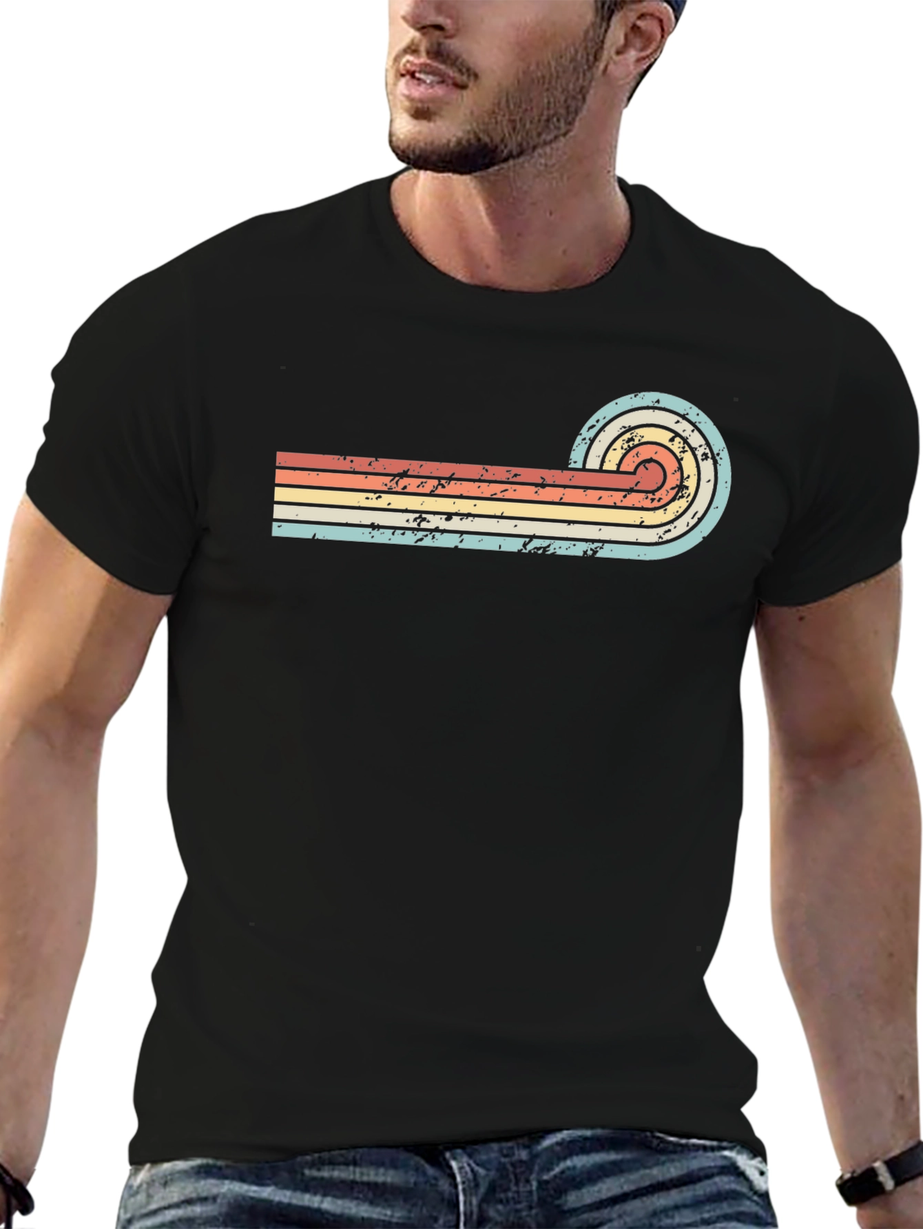 Retro Striped Graphic T-Shirt