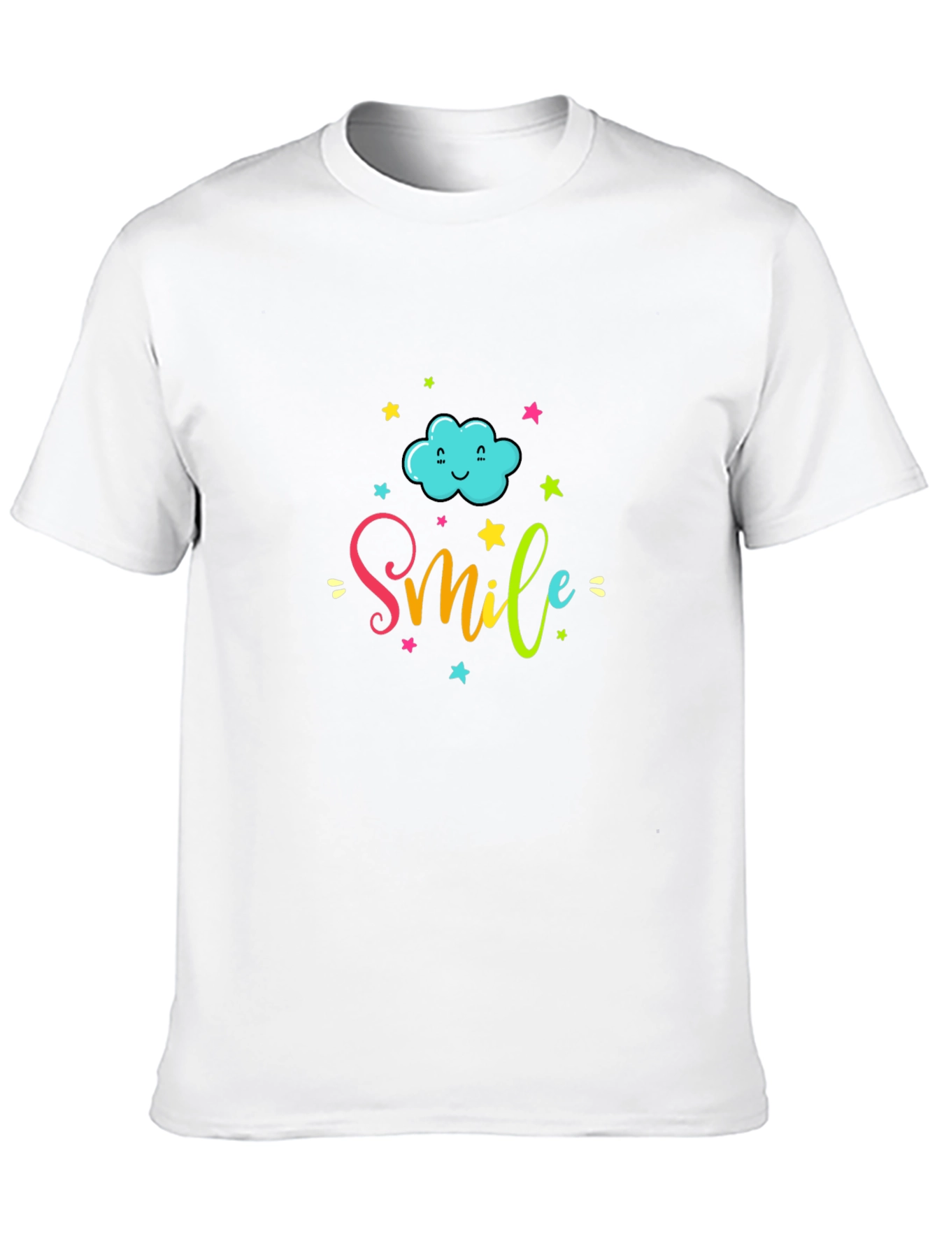 Smile Cloud Graphic Tee - Black Cotton T-Shirt