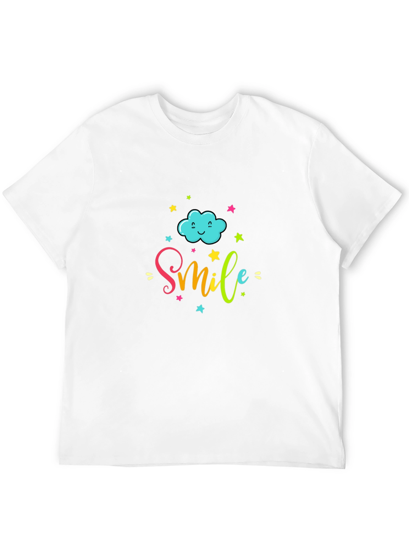 Smile Cloud Graphic Tee - Black Cotton T-Shirt