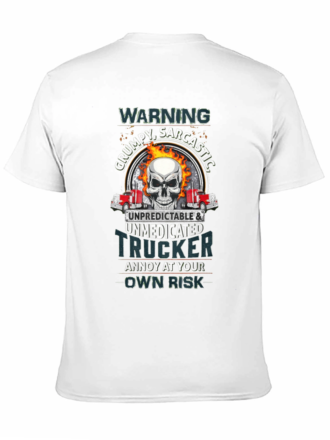 Grumpy Trucker Skull Graphic T-Shirt