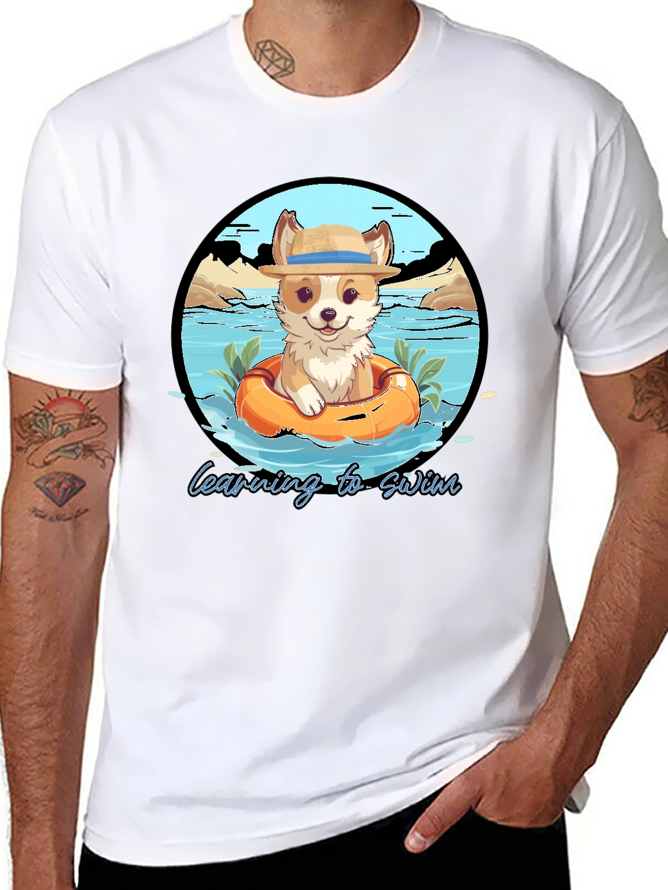 Cute Dog Learning to Swim T-Shirt