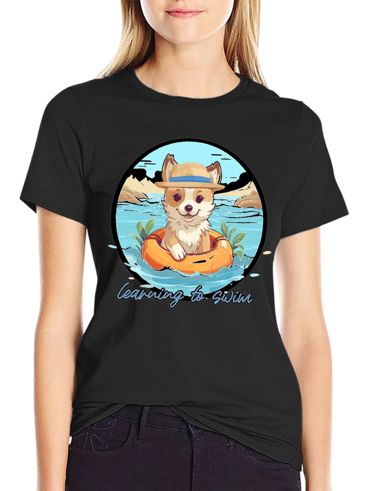 Cute Dog Learning to Swim T-Shirt