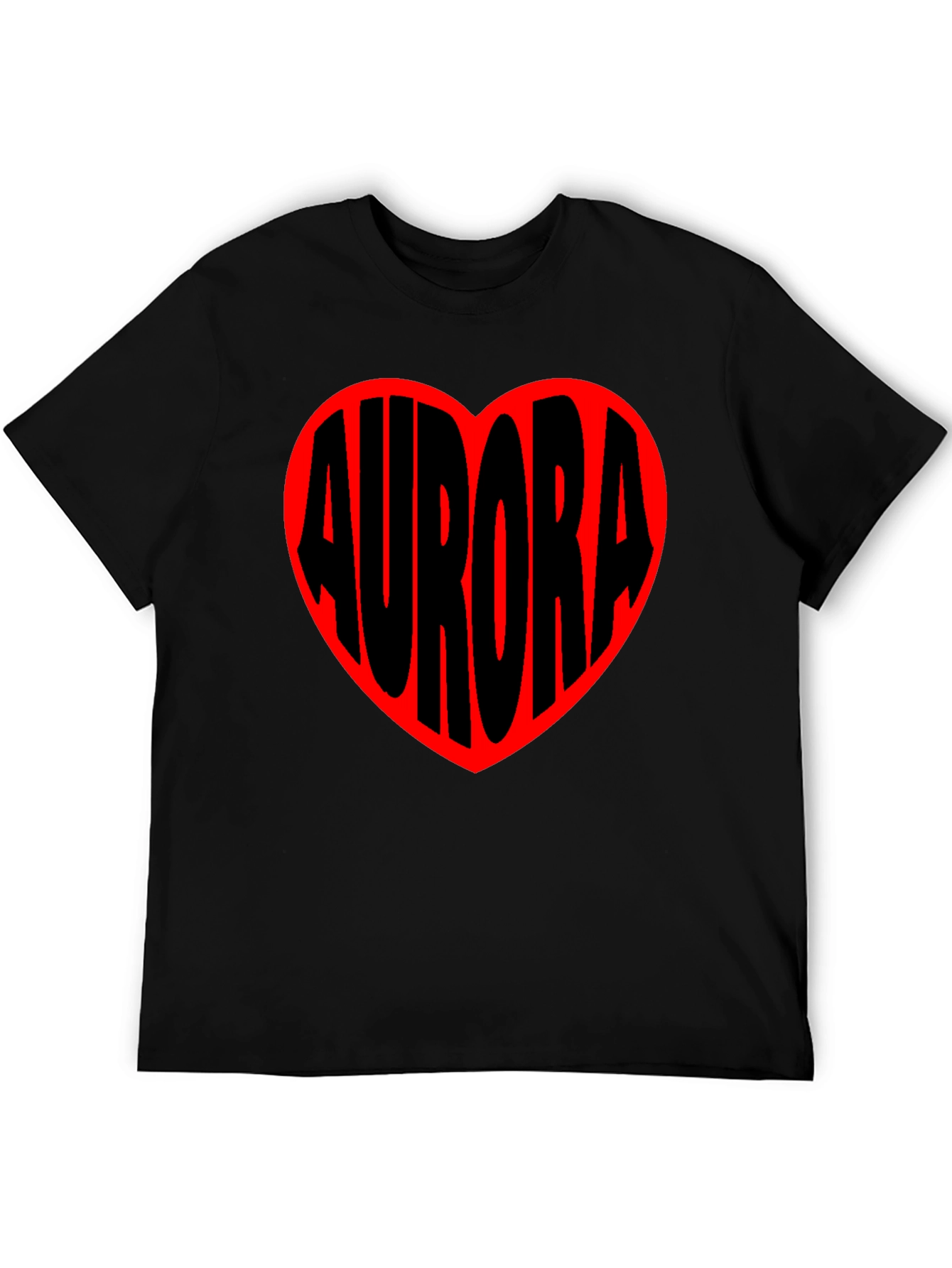 Aurora Heart T-Shirt - Black Crew Neck