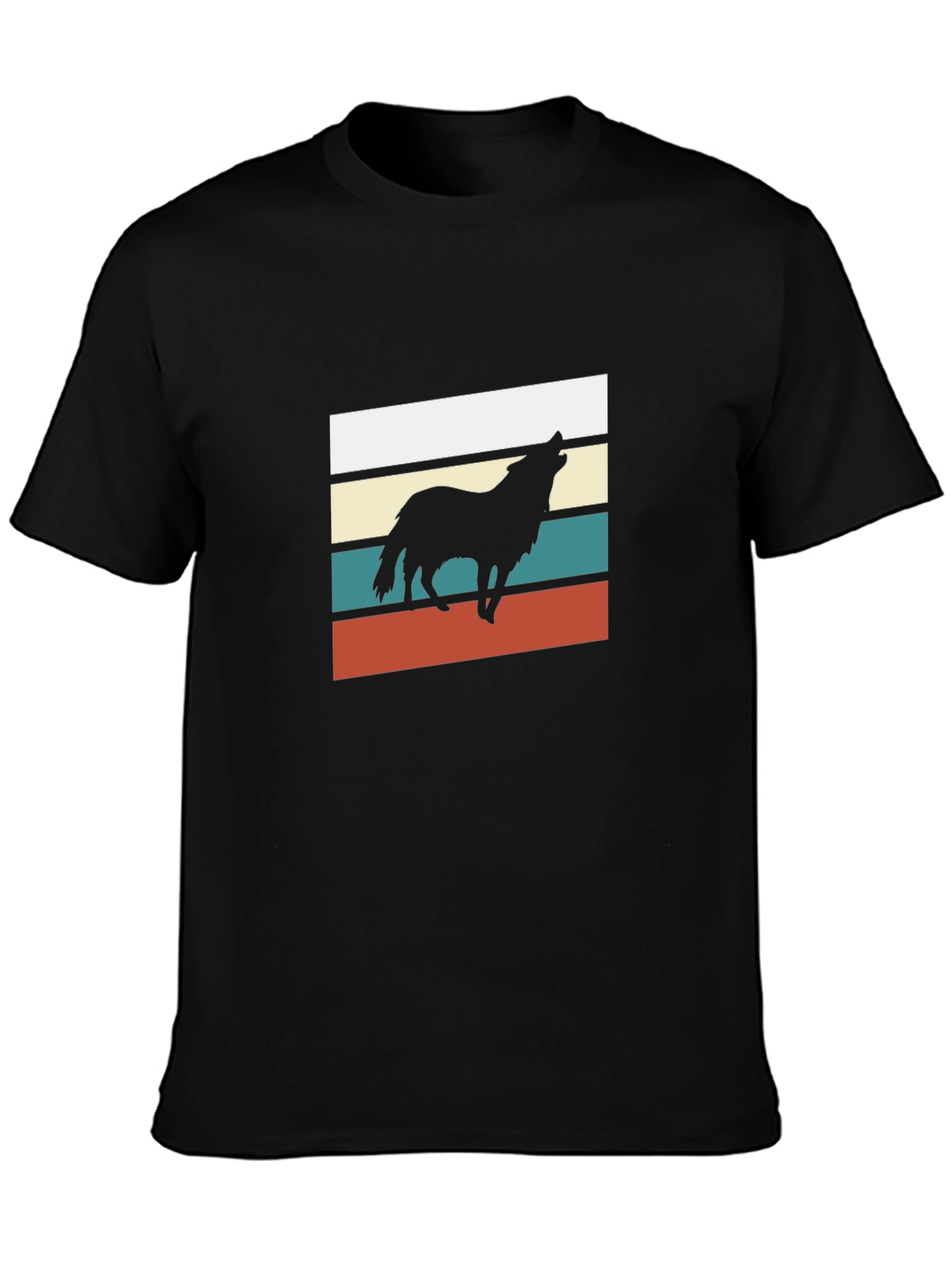 Retro Wolf Graphic Tee - Black