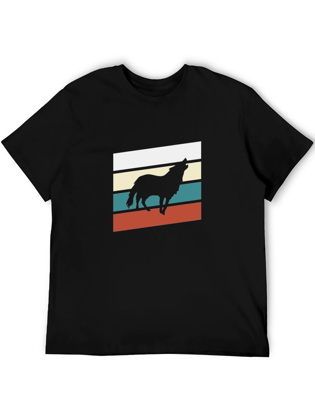 Retro Wolf Graphic Tee - Black