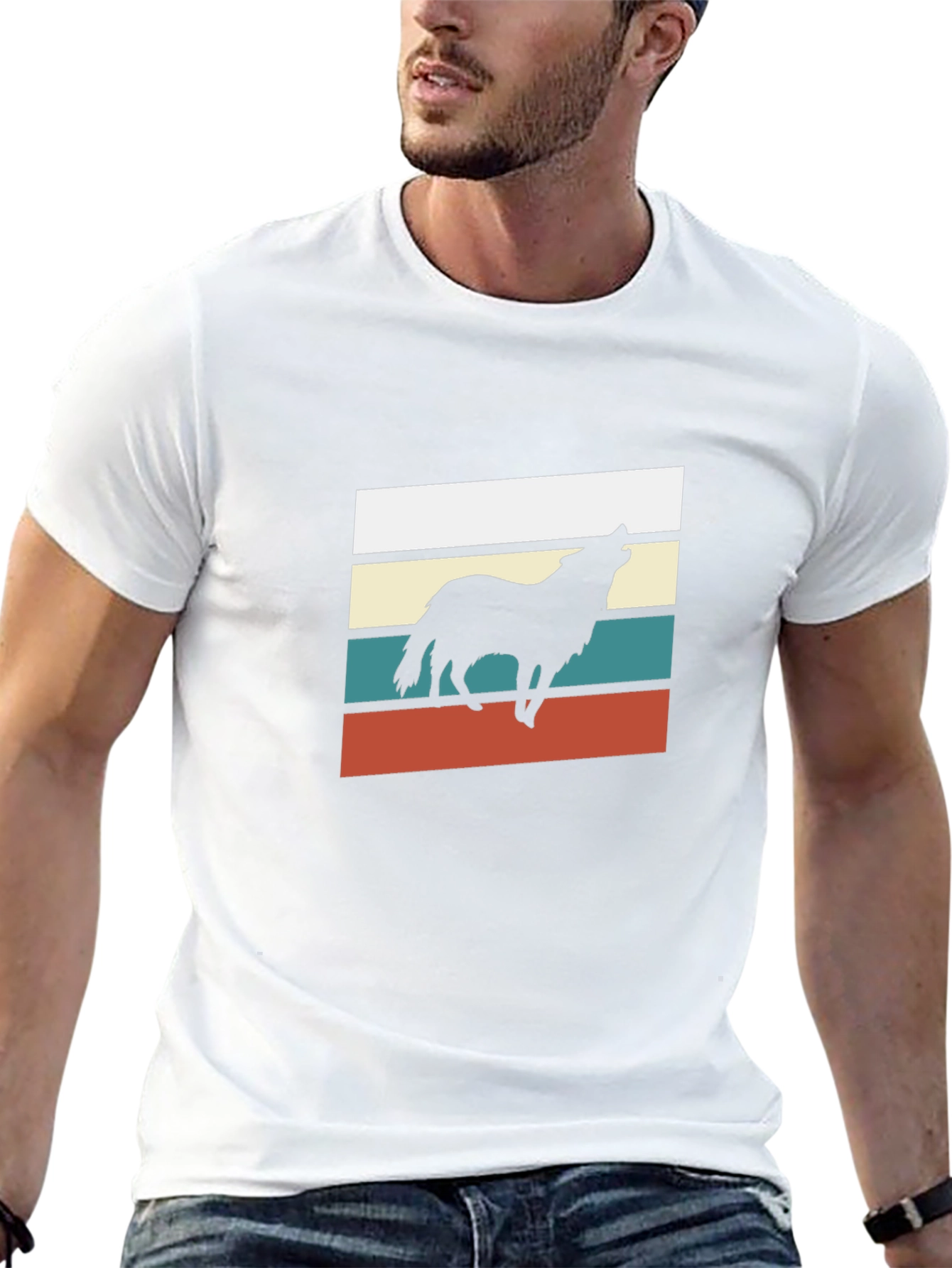 Retro Wolf Graphic Tee - Black