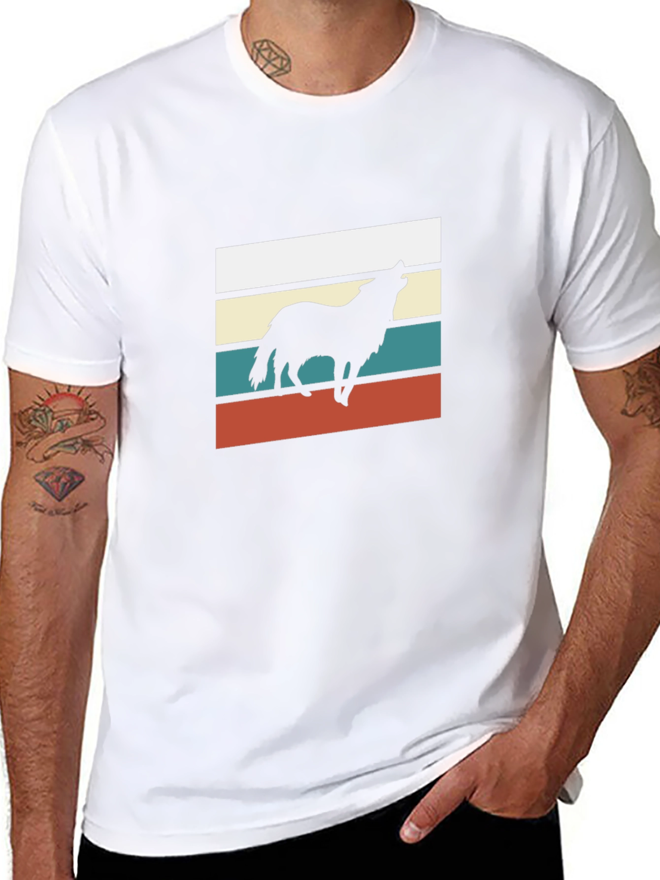 Retro Wolf Graphic Tee - Black