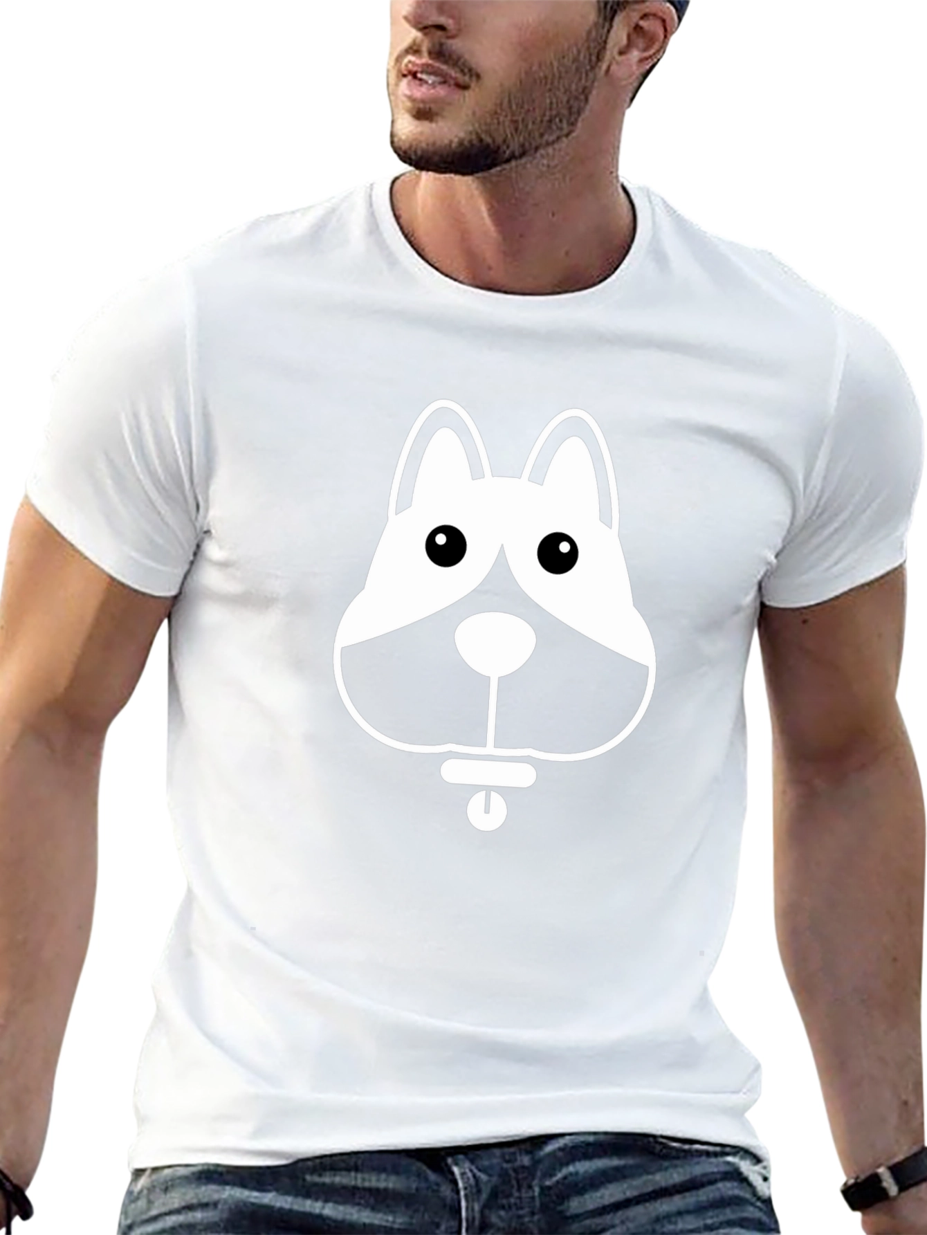 Dog Graphic Tee - Black Cotton T-Shirt