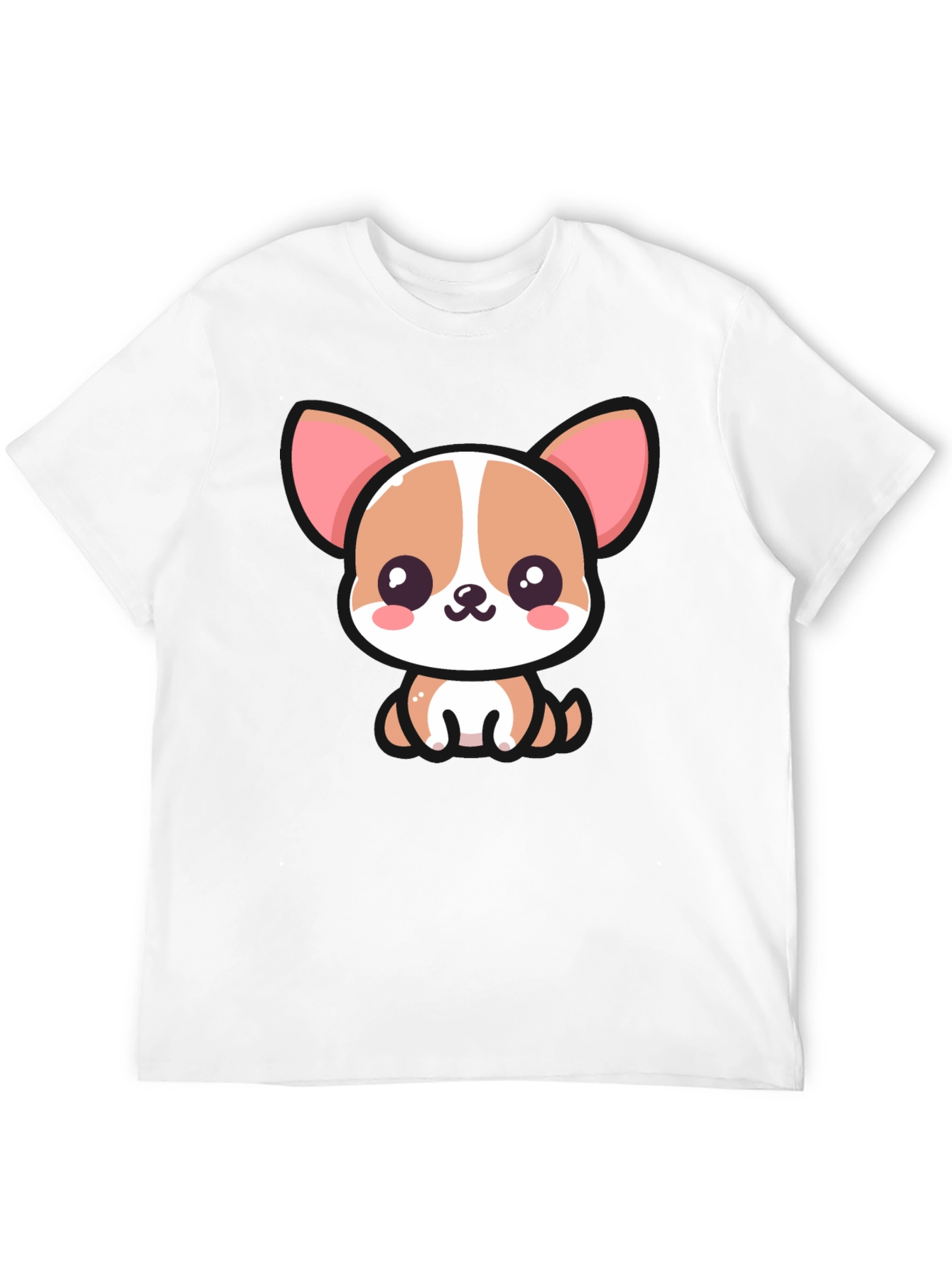 Cute Cartoon Dog Graphic Black T-Shirt
