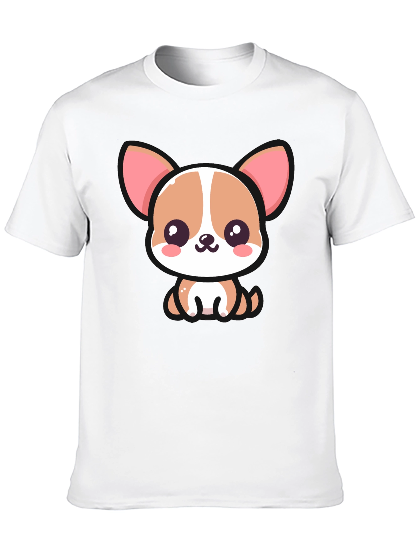Cute Cartoon Dog Graphic Black T-Shirt