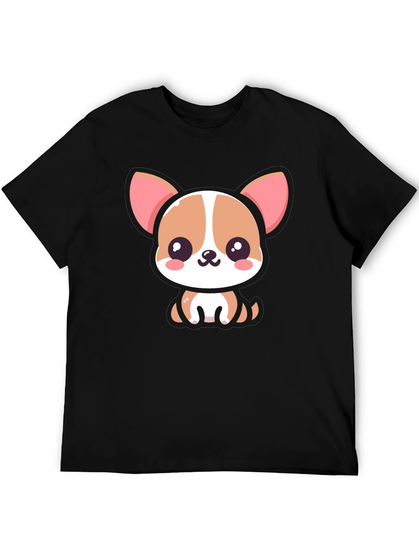 Cute Cartoon Dog Graphic Black T-Shirt