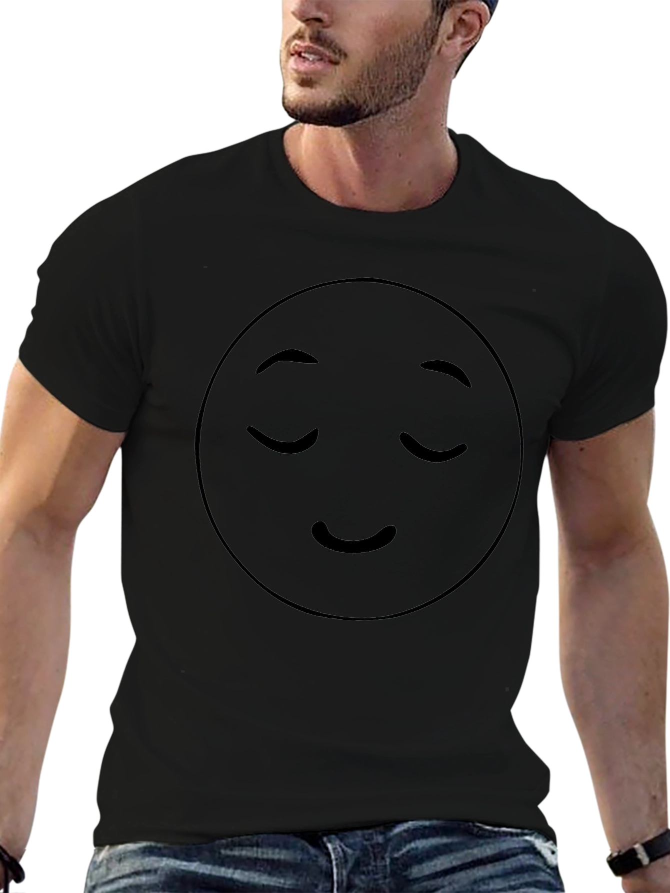 Zen Emoji Black T-Shirt - Relaxed Vibe