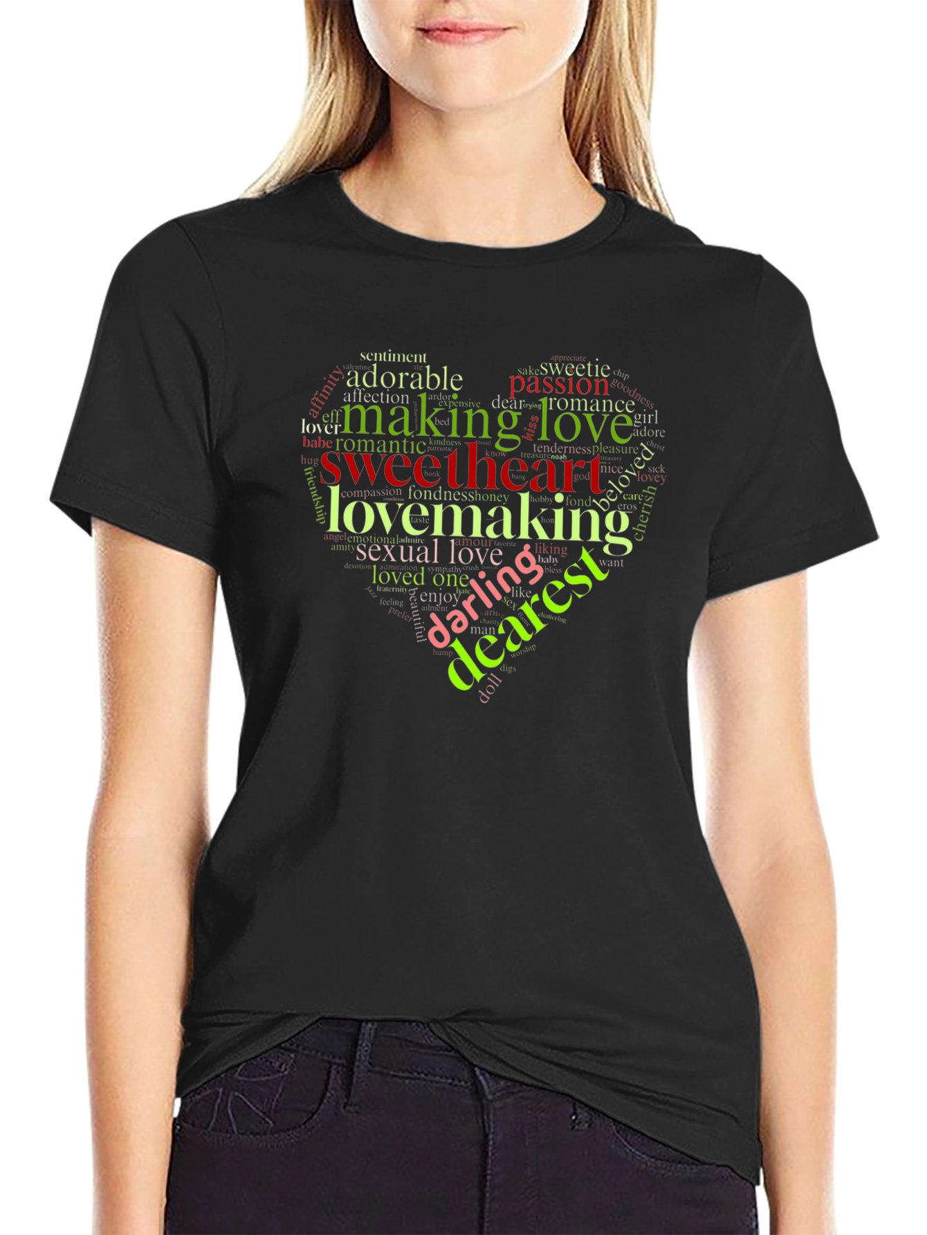 Romantic Word Art Heart Graphic T-Shirt