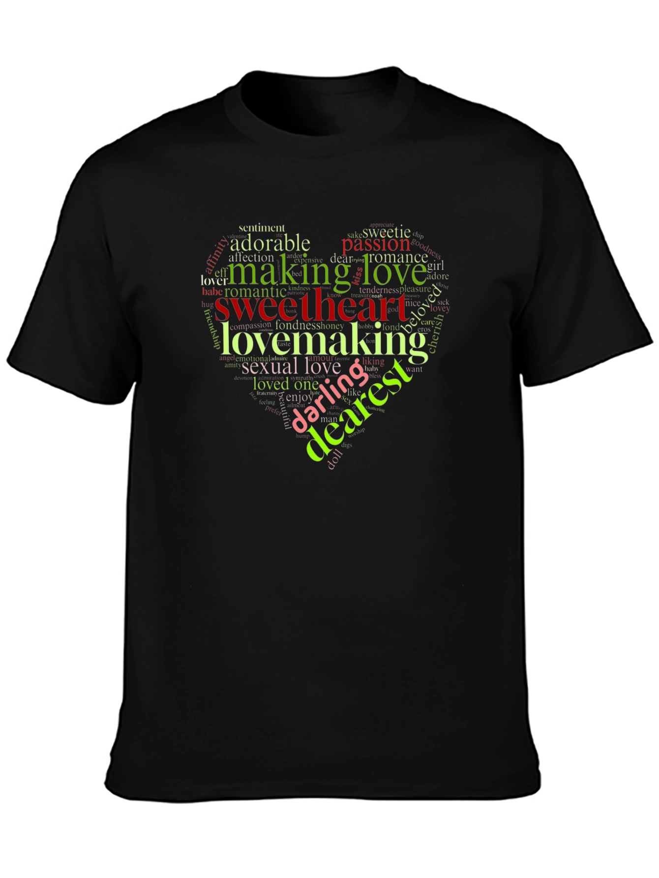 Romantic Word Art Heart Graphic T-Shirt