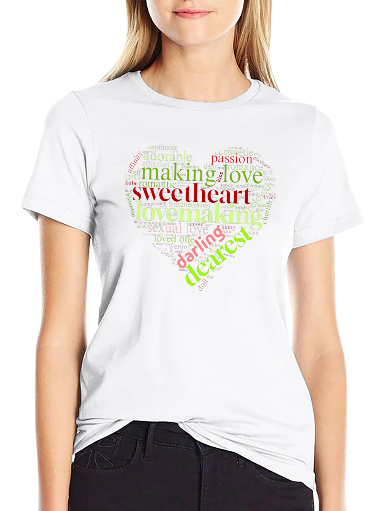 Romantic Word Art Heart Graphic T-Shirt