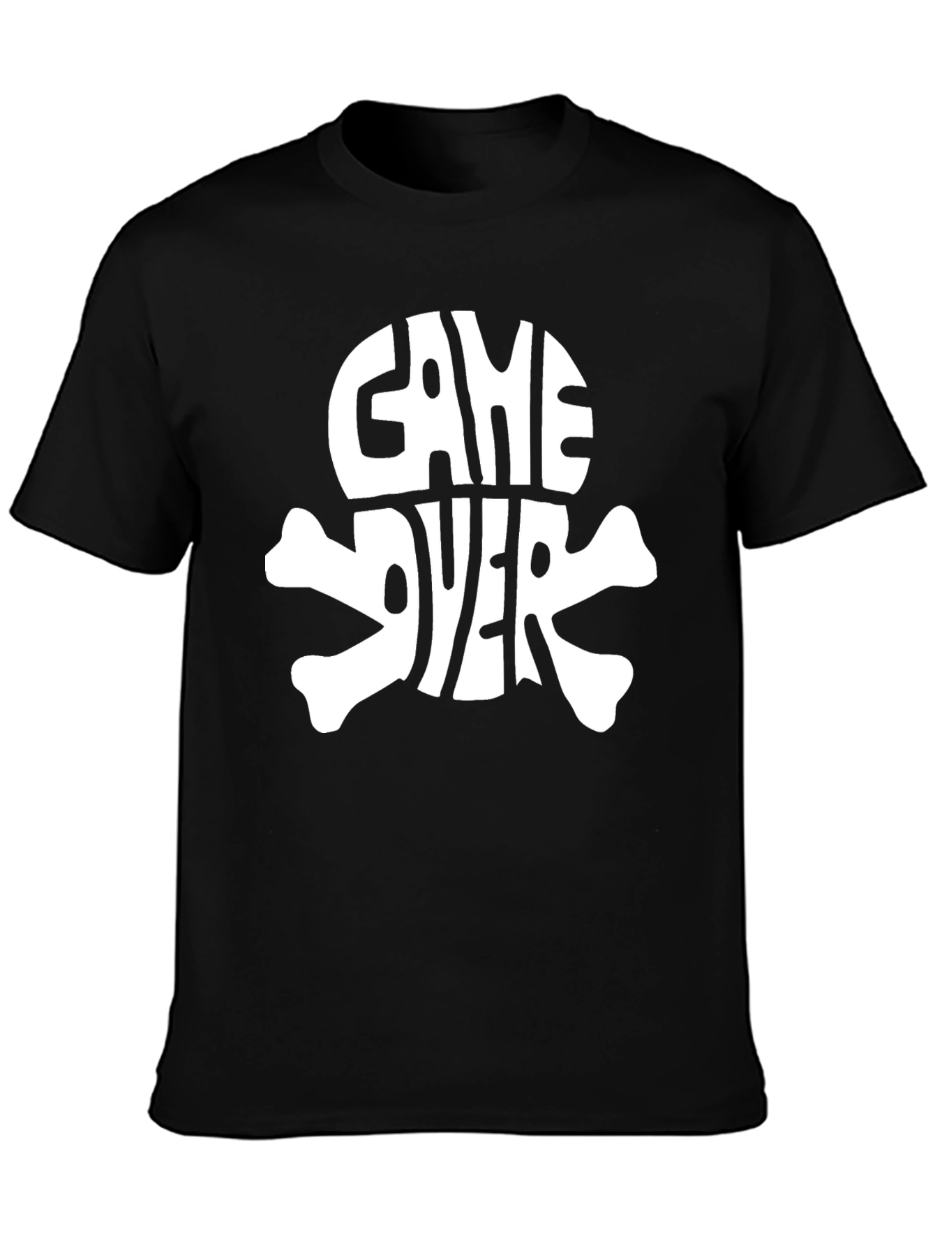 Game Over Skull Graphic Black T-Shirt