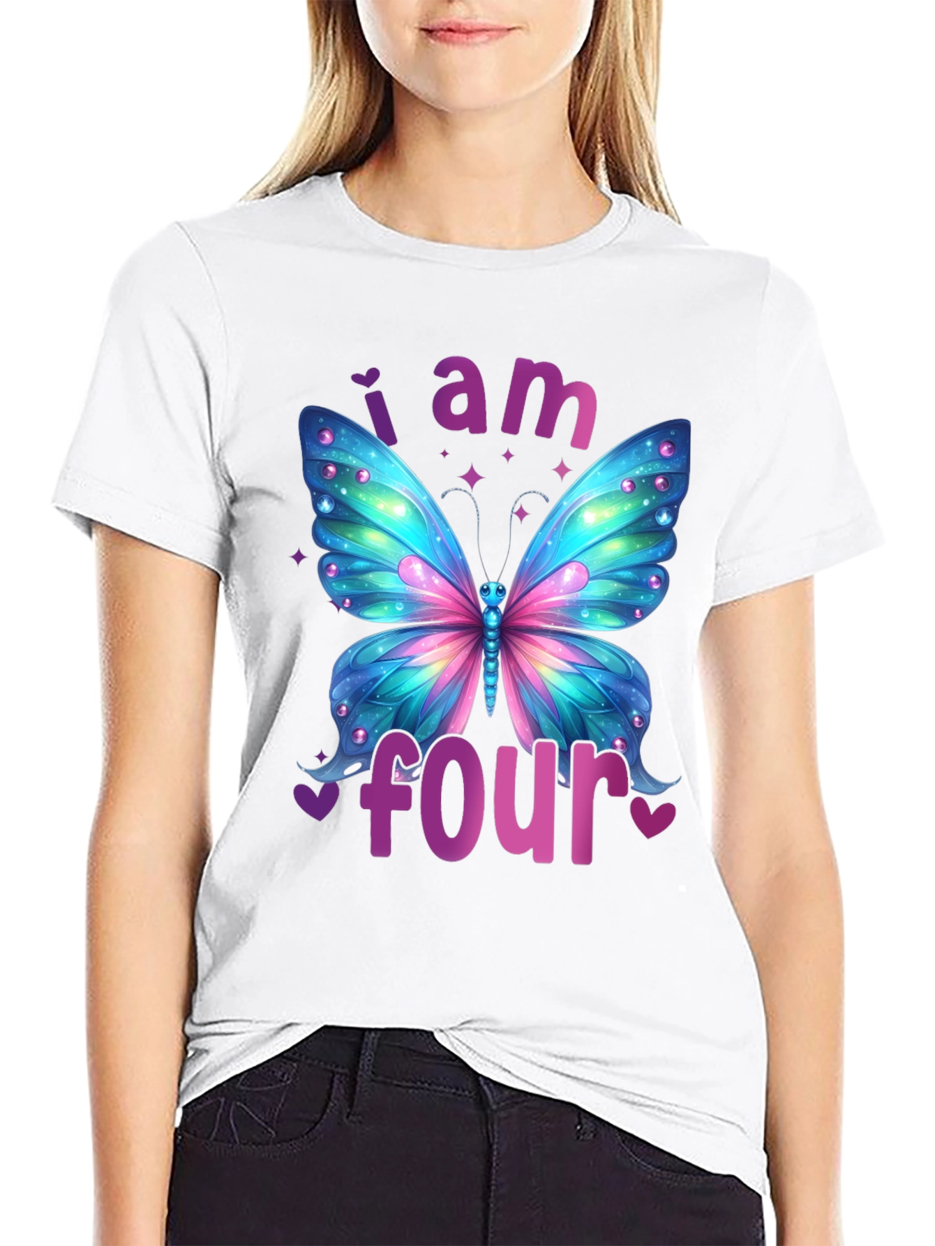 I Am Four Butterfly Birthday T-Shirt