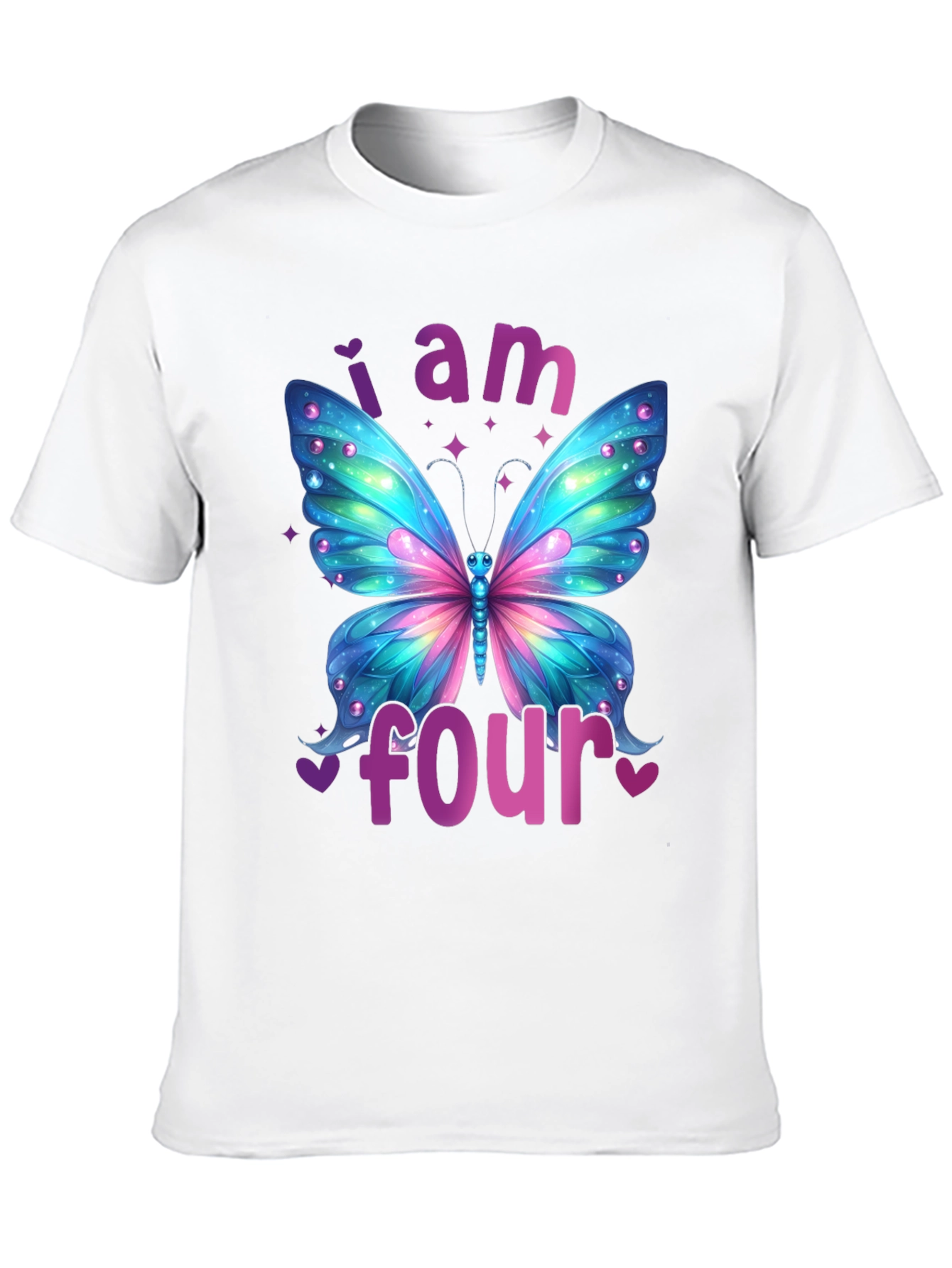 I Am Four Butterfly Birthday T-Shirt