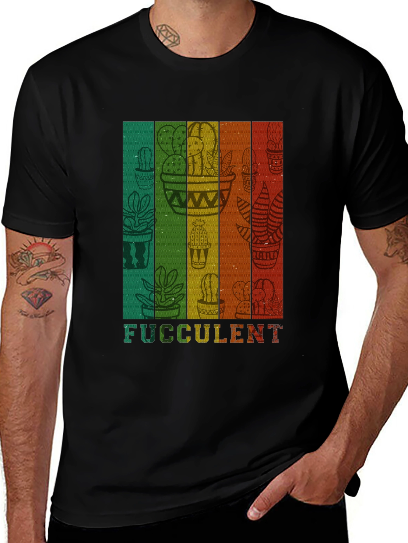 Fucculent Cactus T-Shirt - Retro Plant Lover Tee