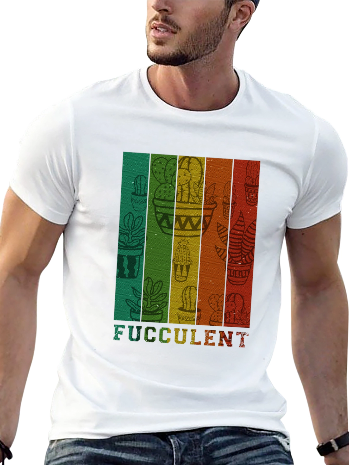 Fucculent Cactus T-Shirt - Retro Plant Lover Tee