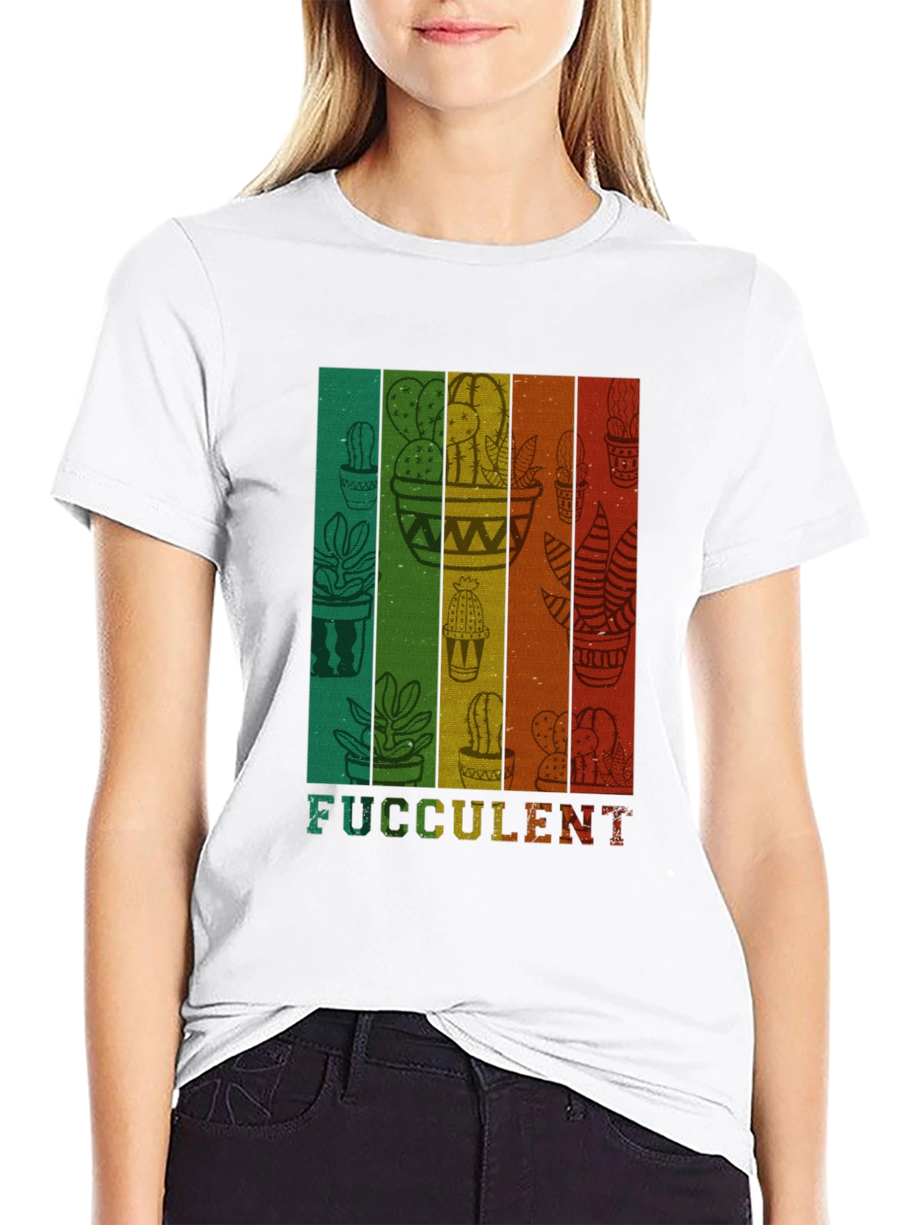Fucculent Cactus T-Shirt - Retro Plant Lover Tee