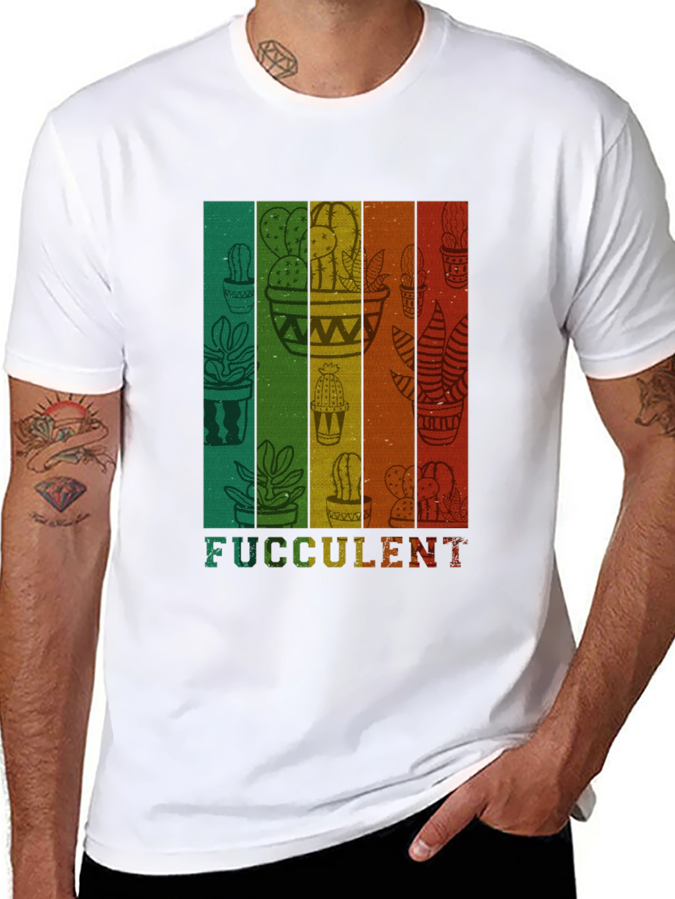 Fucculent Cactus T-Shirt - Retro Plant Lover Tee