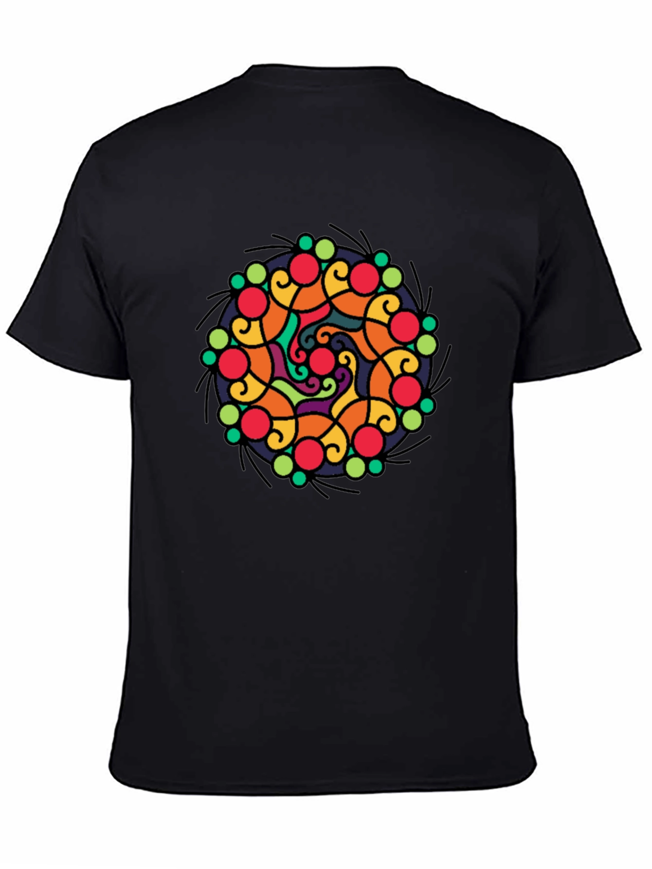 Vibrant Mandala Graphic Black T-Shirt