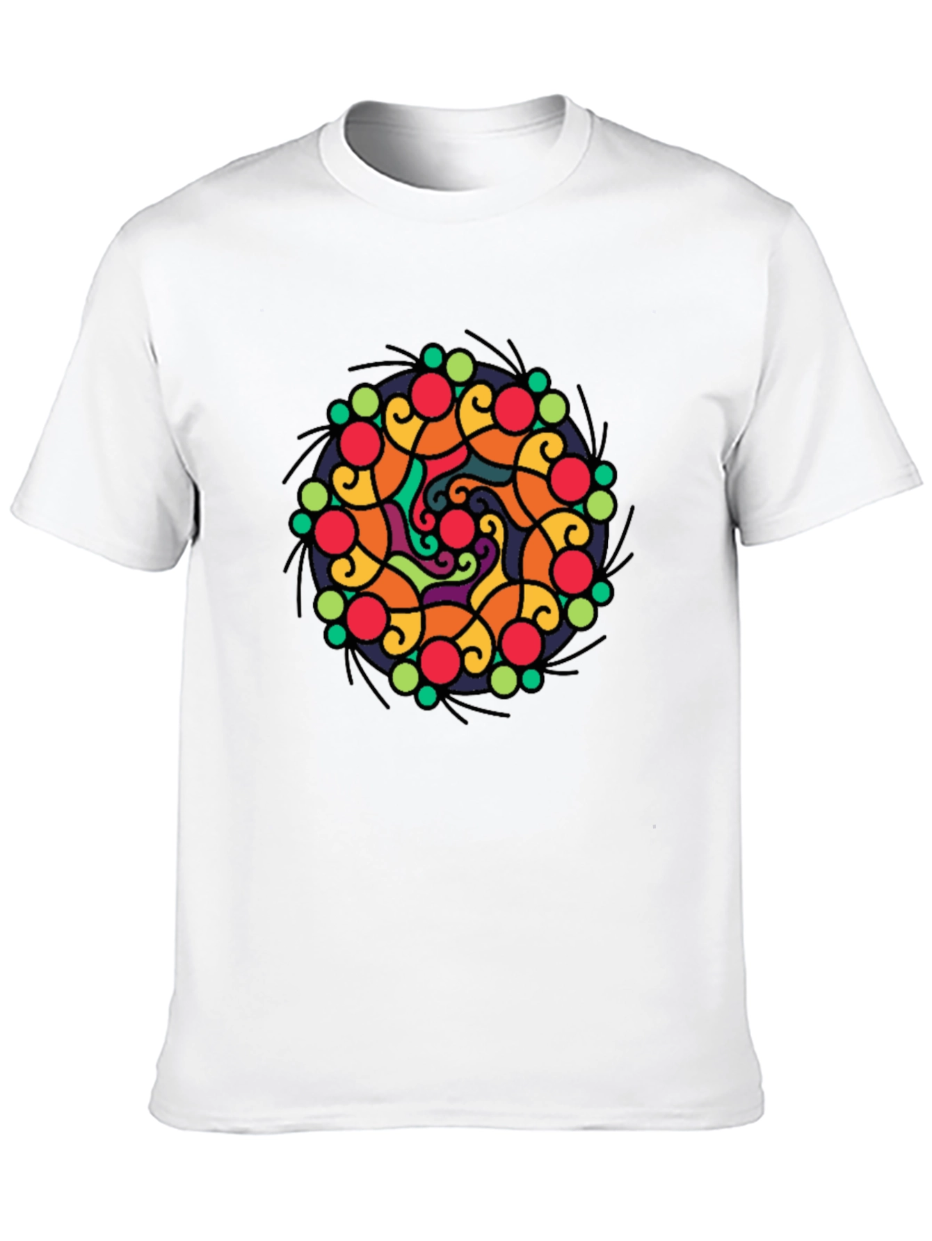 Vibrant Mandala Graphic Black T-Shirt
