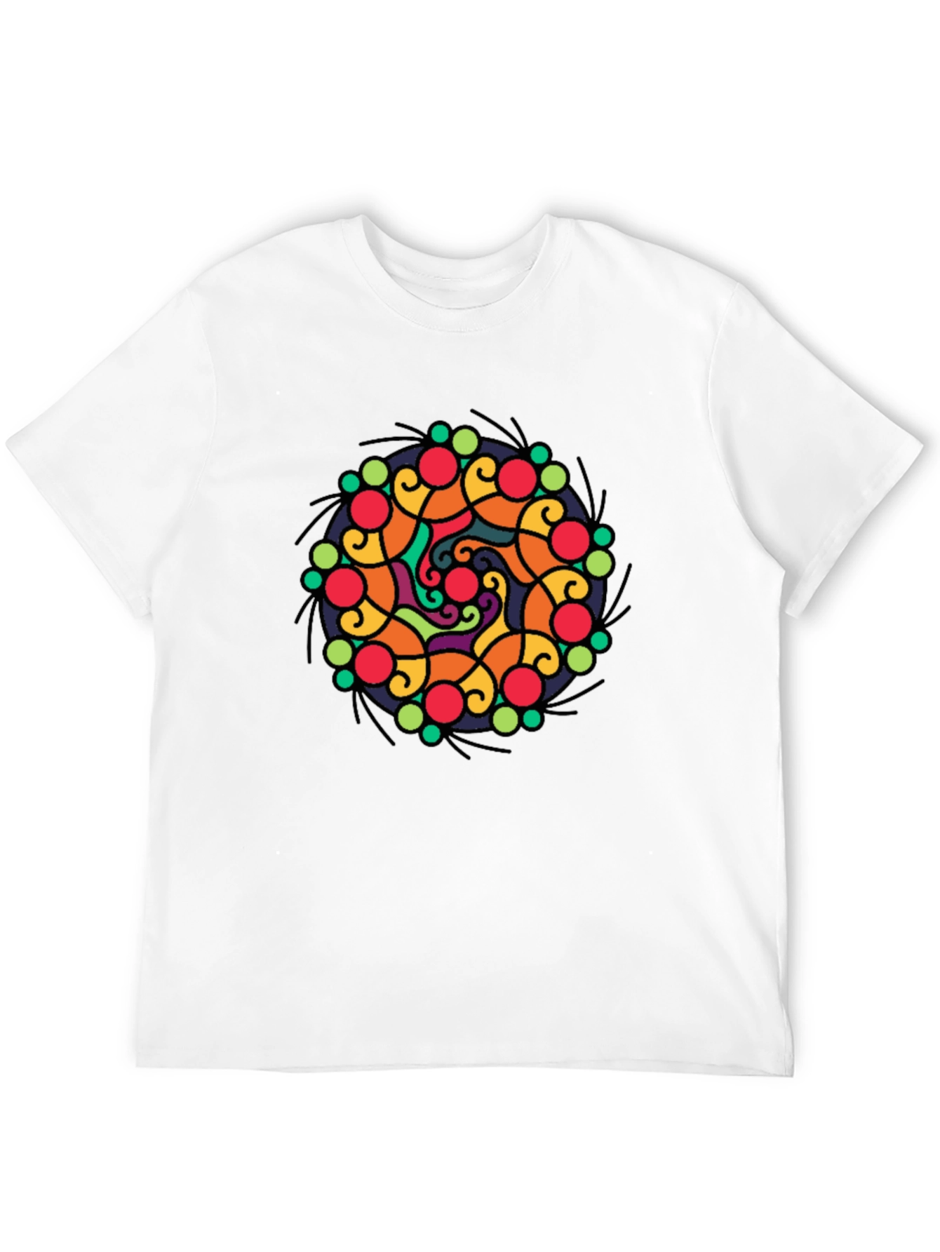 Vibrant Mandala Graphic Black T-Shirt