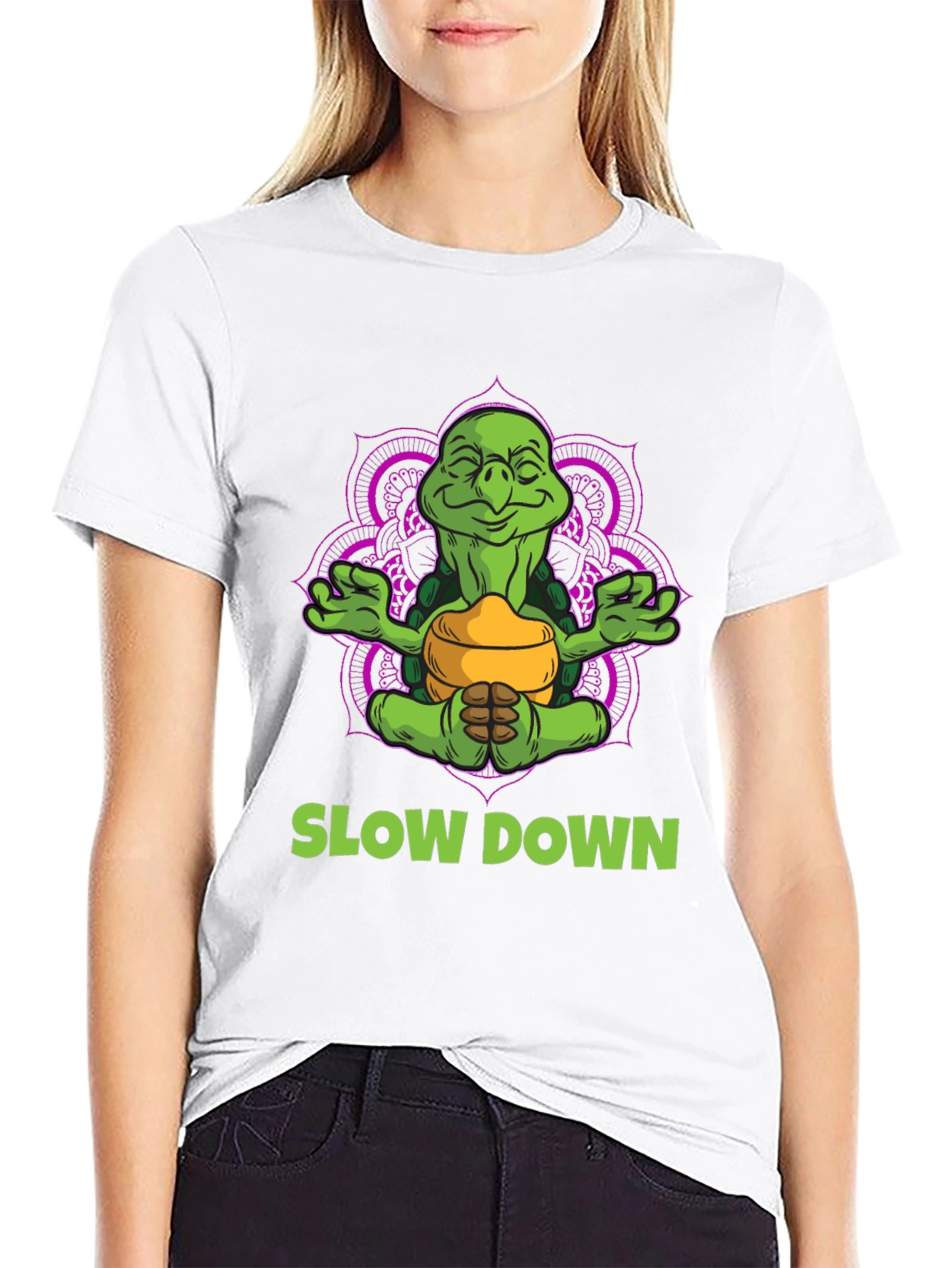 Meditating Turtle T-Shirt - Slow Down and Relax