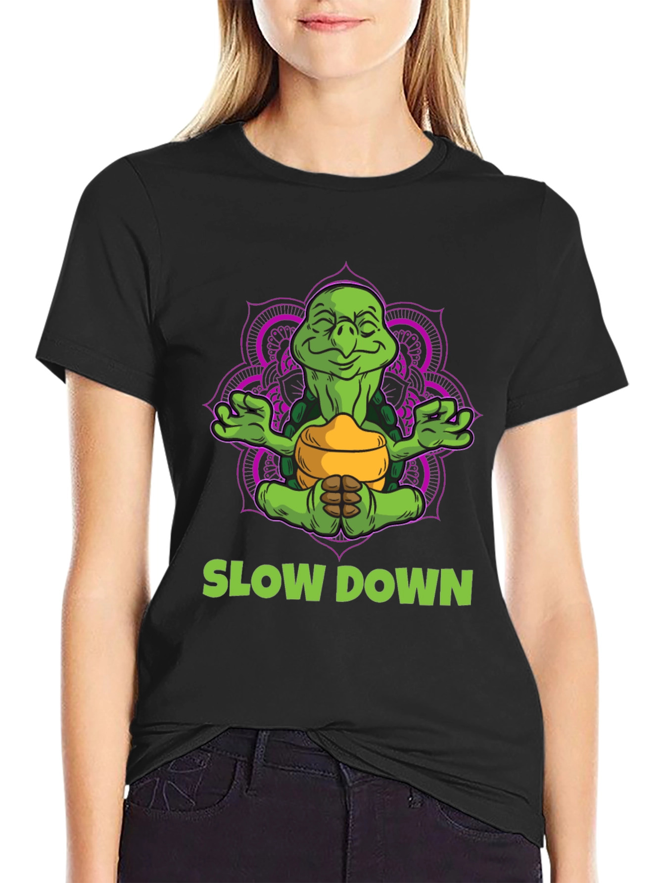 Meditating Turtle T-Shirt - Slow Down and Relax