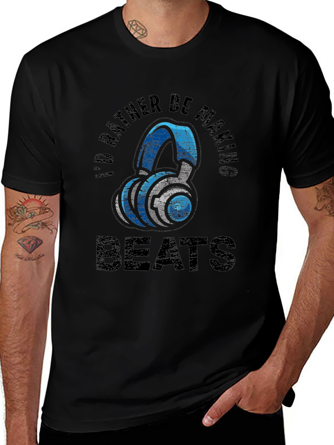 Id Rather Be Making Beats Black T-Shirt