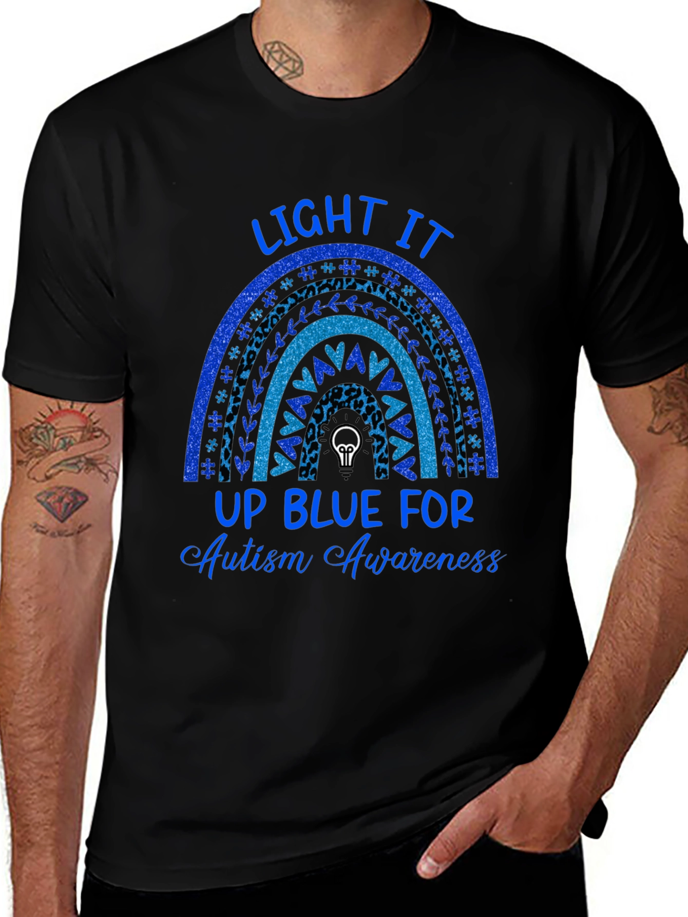 Autism Awareness Blue Rainbow T-Shirt