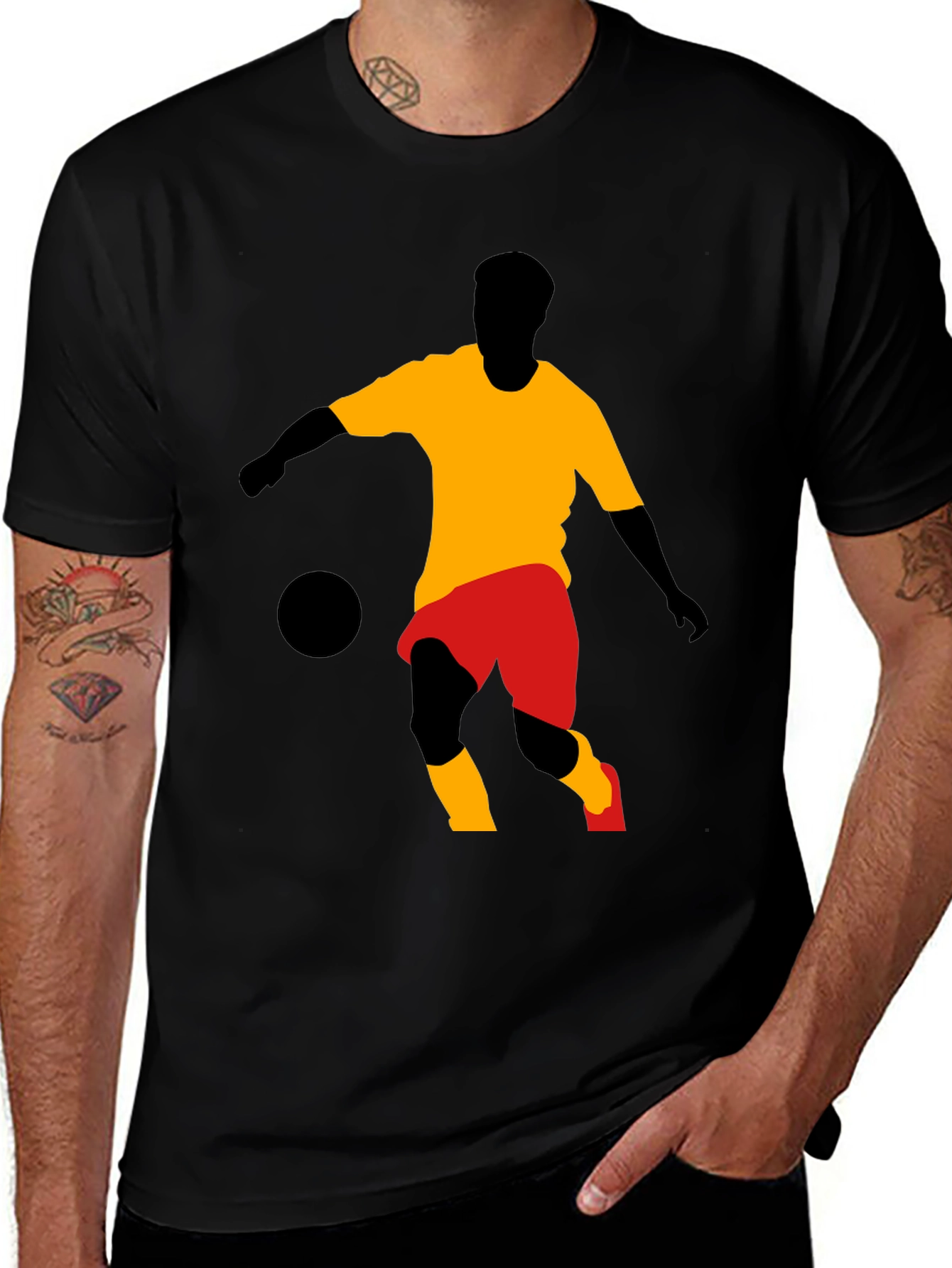 Soccer Player Graphic Tee - Stylish Black T-Shirt