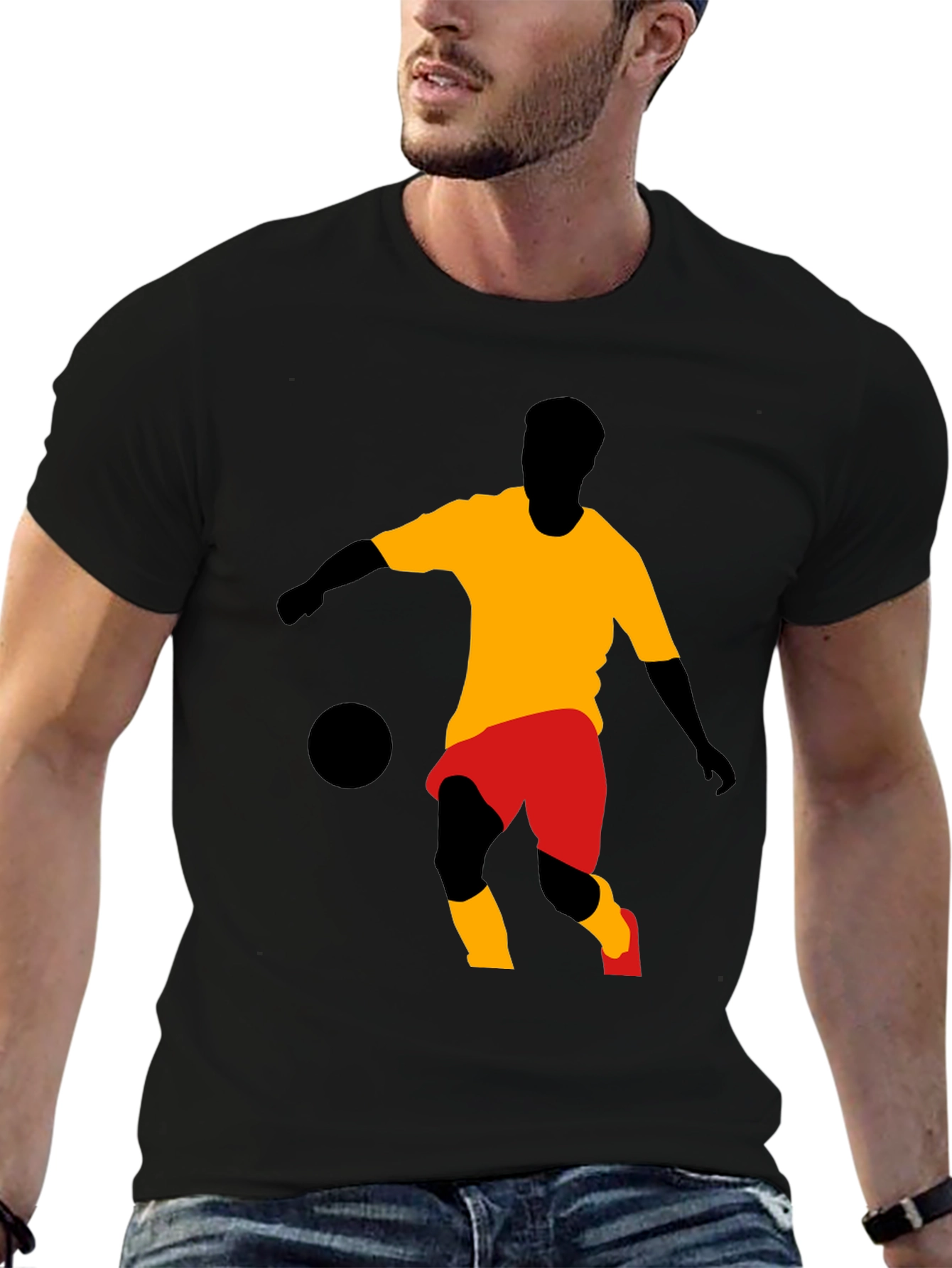 Soccer Player Graphic Tee - Stylish Black T-Shirt