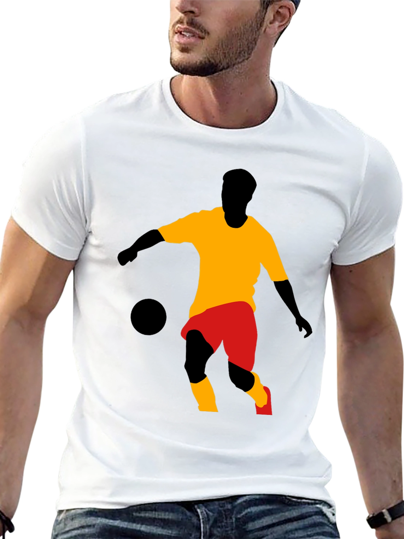 Soccer Player Graphic Tee - Stylish Black T-Shirt