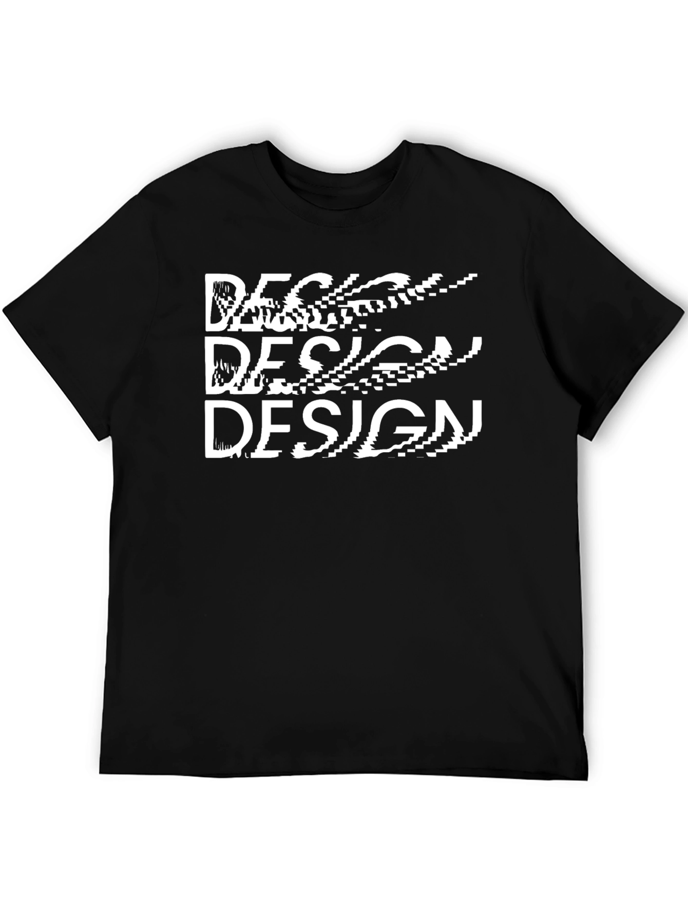 Distorted Design Graphic Black T-Shirt
