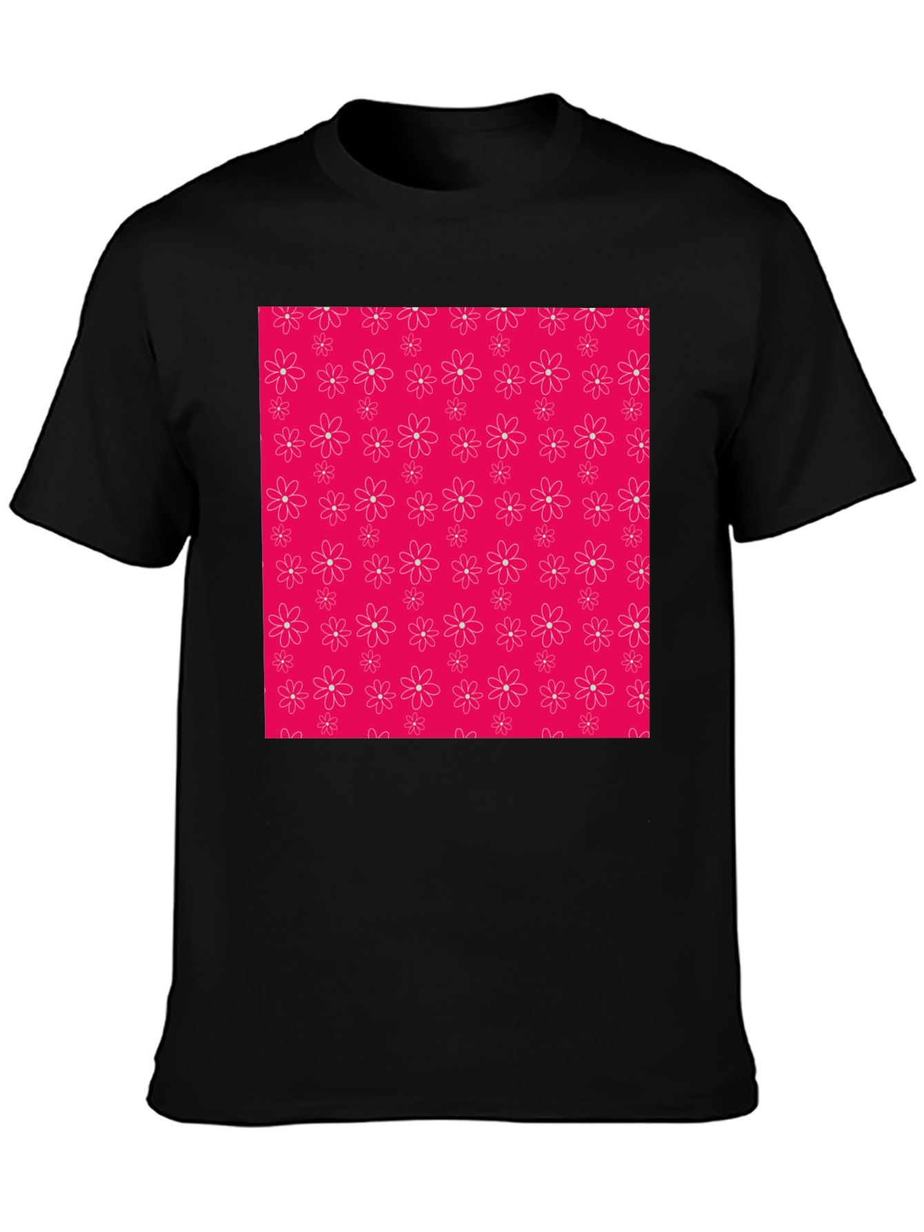 Floral Pattern Black T-Shirt