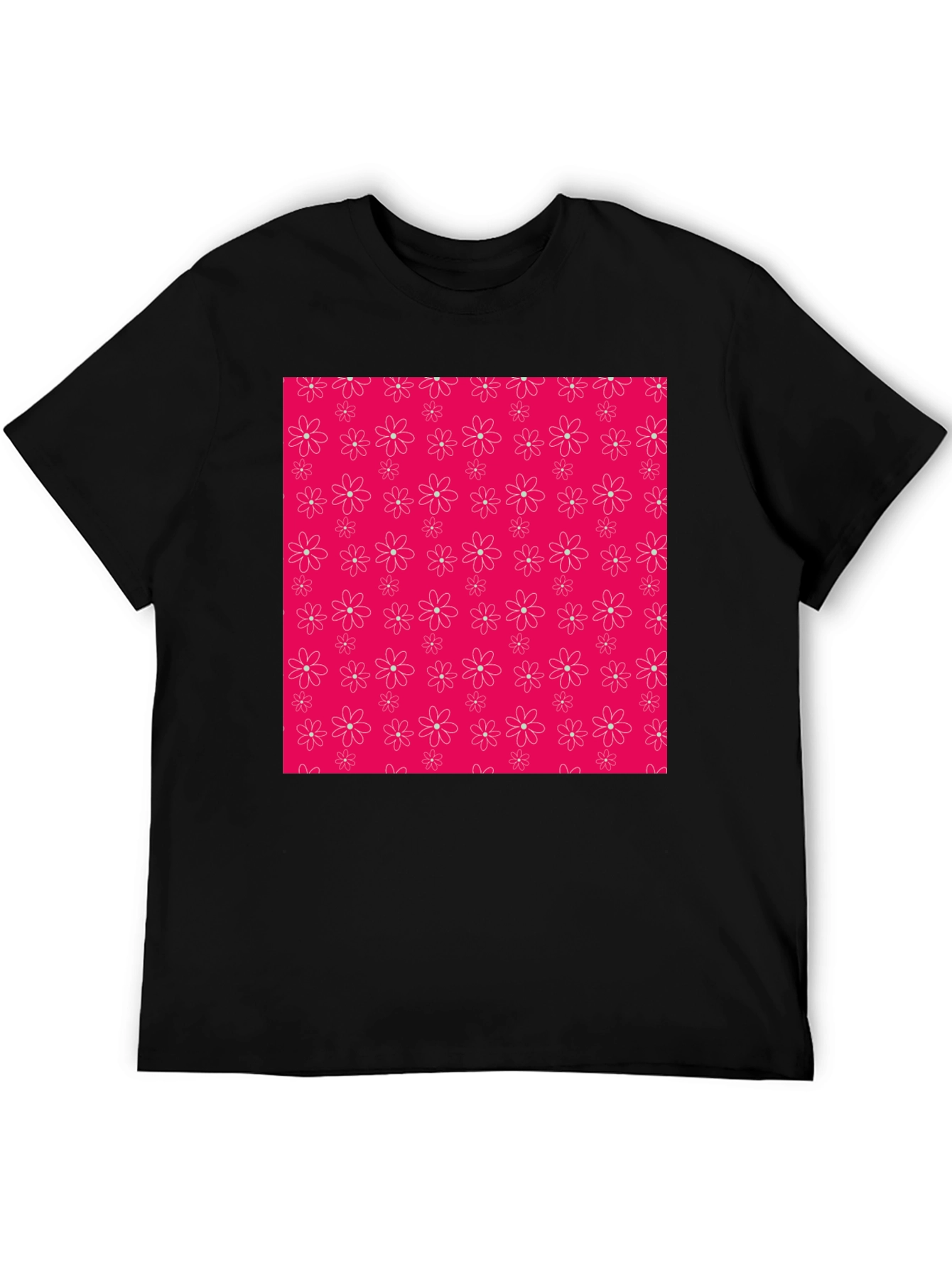 Floral Pattern Black T-Shirt