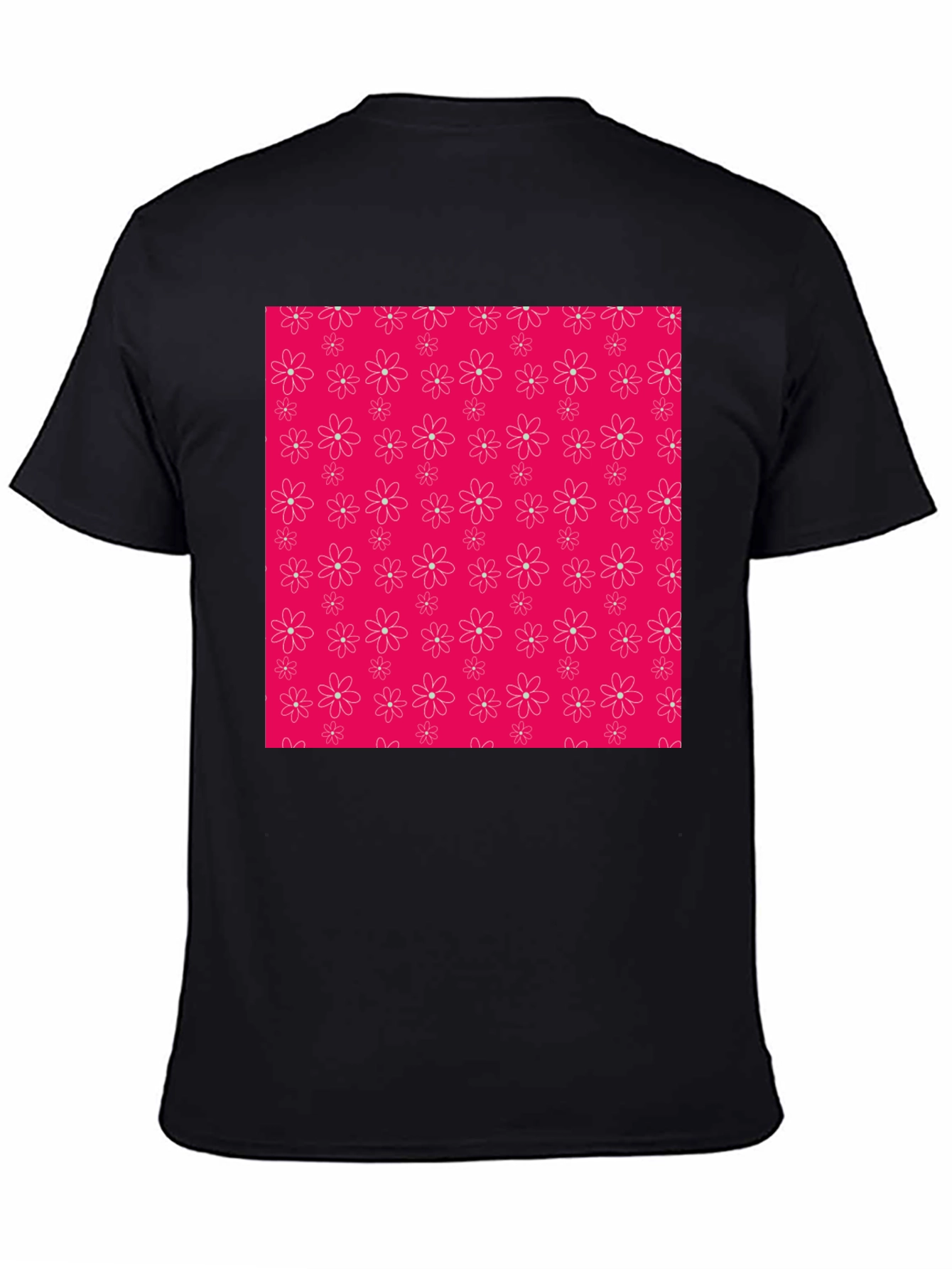 Floral Pattern Black T-Shirt