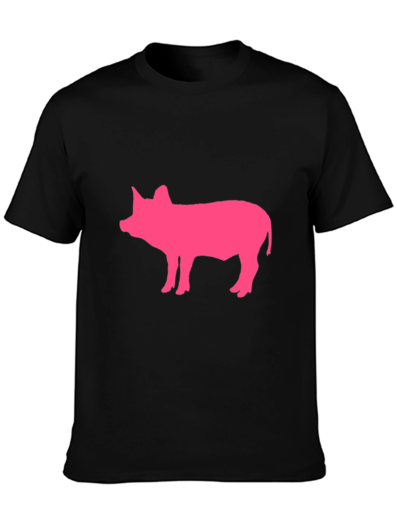 Pink Pig Graphic Black T-Shirt