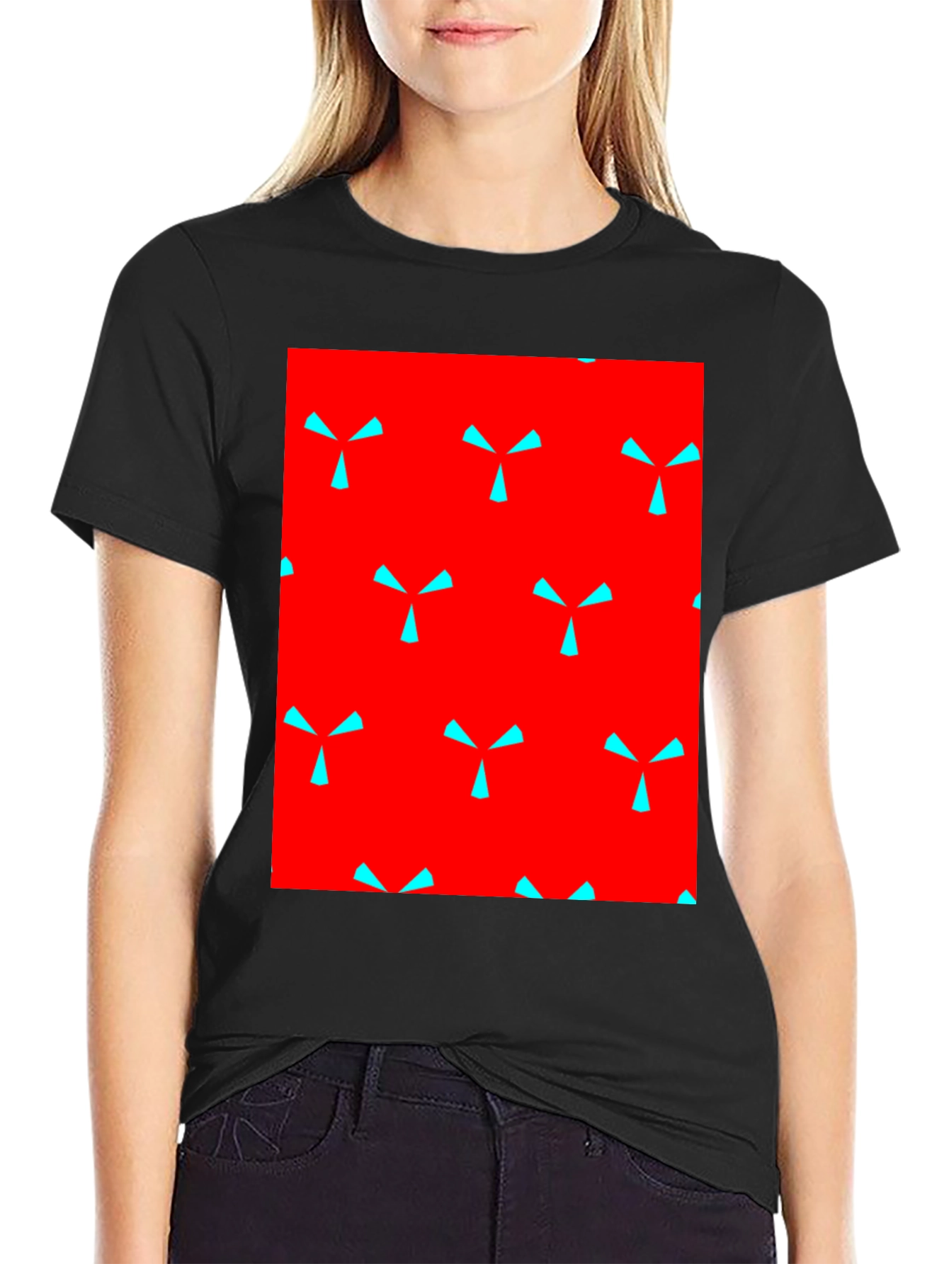 Bold Pattern Tee - Red & Blue Design